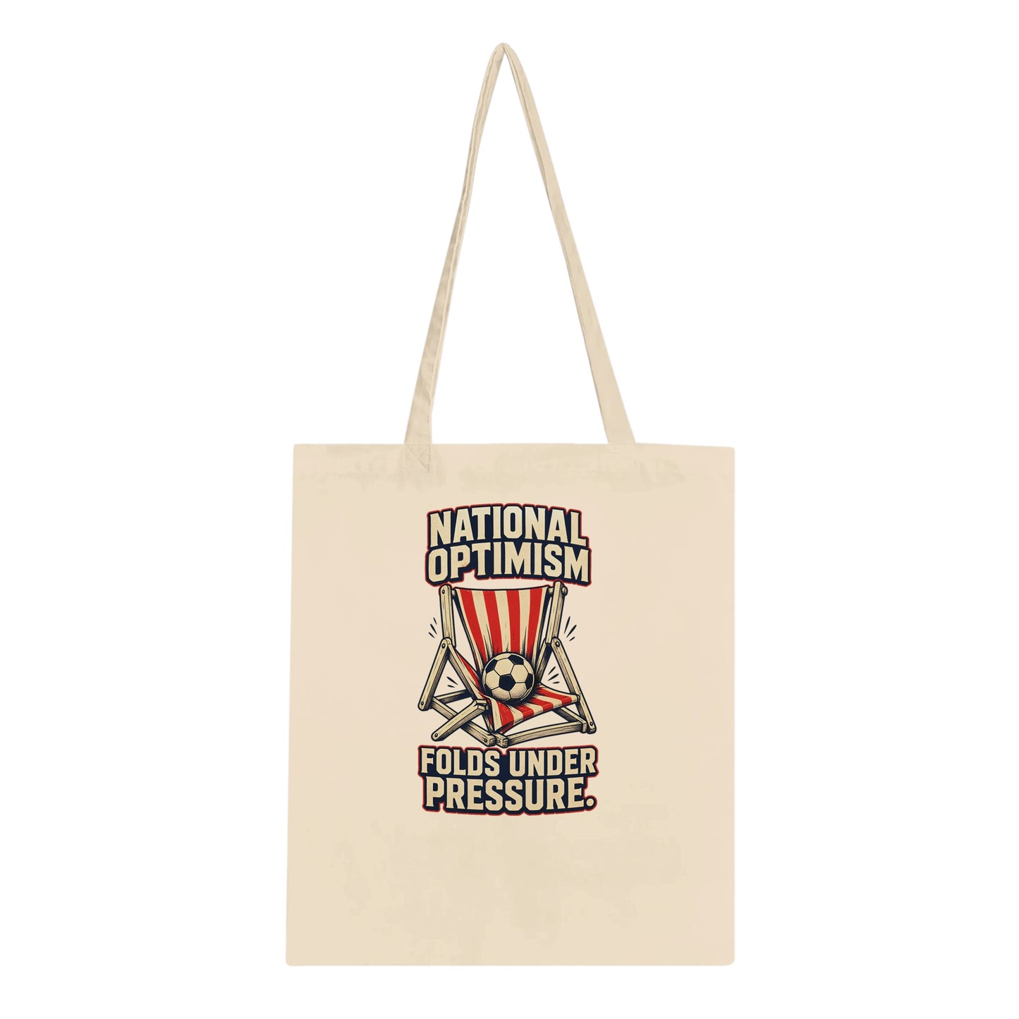 National Optimism Folds Under Pressure Football Tote Bag — product view 1