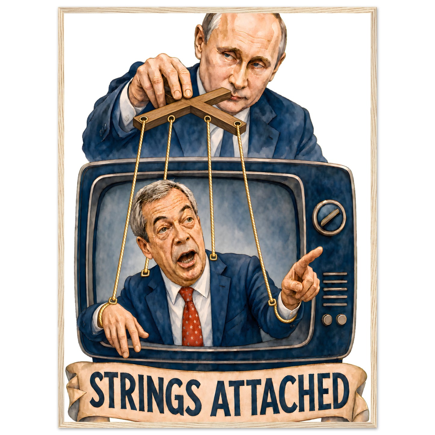 Strings Attached Political Satire Framed Wall Art — product view 5