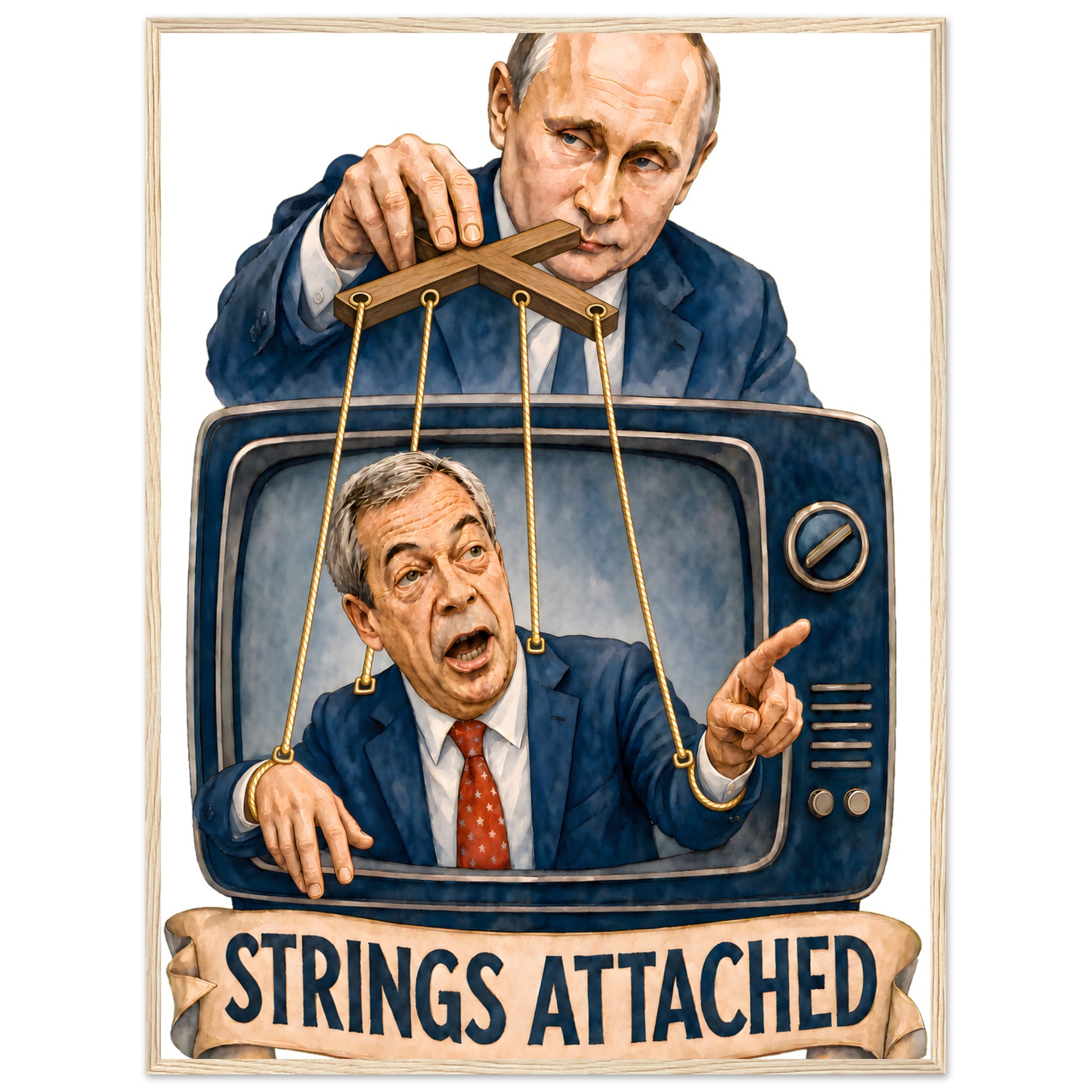 Strings Attached Political Satire Framed Wall Art — product view 5