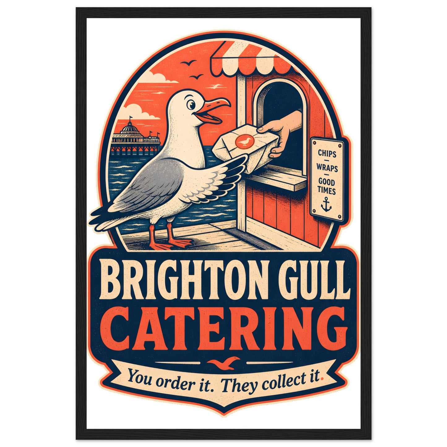 Brighton Gull Catering — Illustrated Framed Wall Art — product view 6