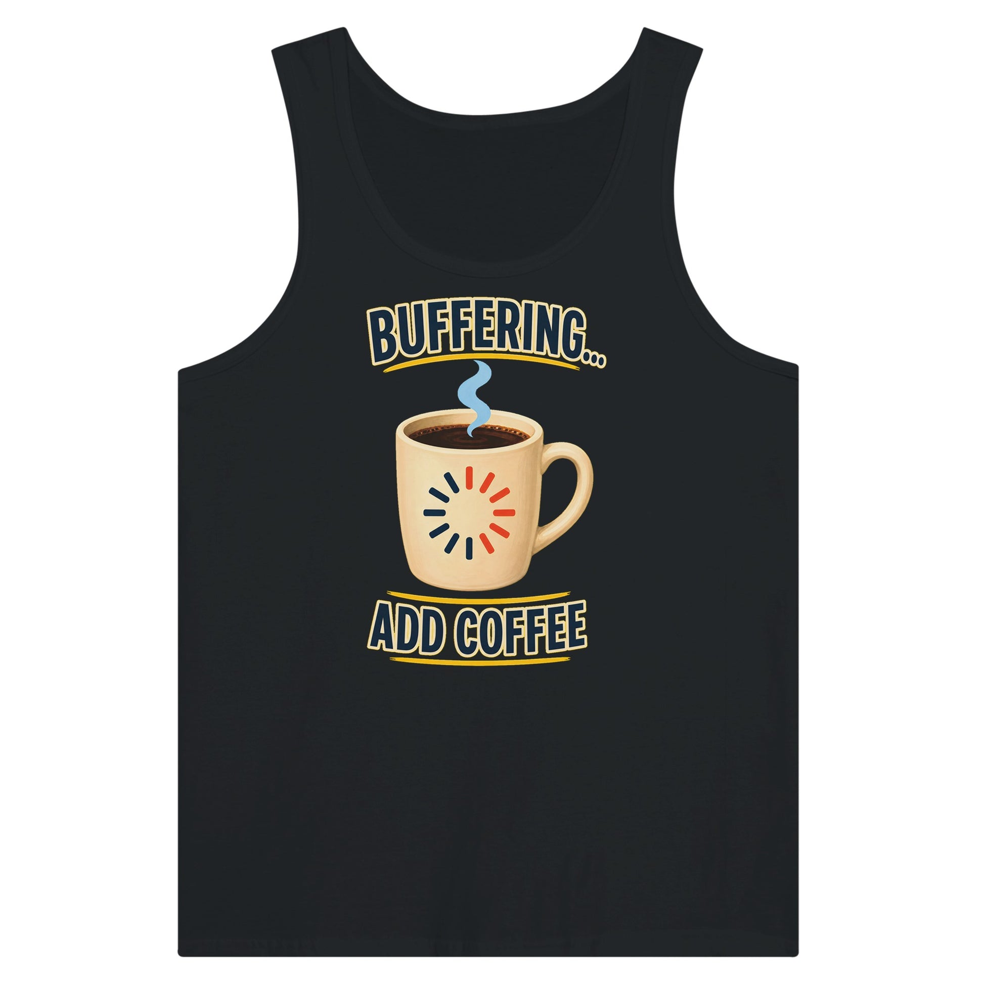Buffering... Add Coffee — Outlined Loading Mug Graphic Premium Unisex Tank Top — product view 8