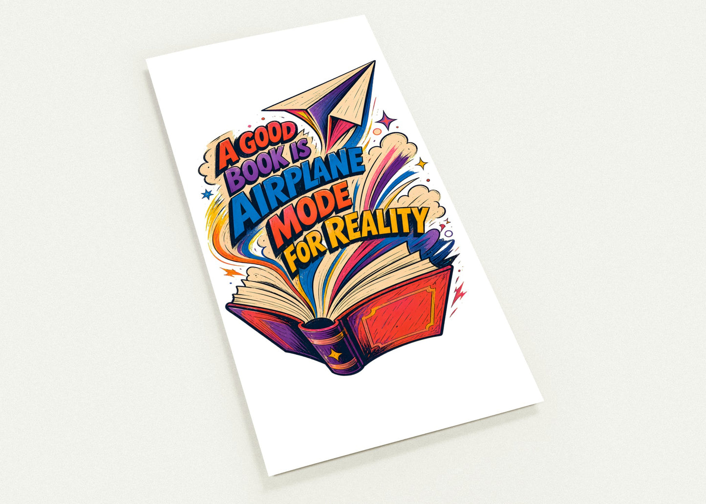 A Good Book Is Airplane Mode for Reality Postcard Pack — product view 1