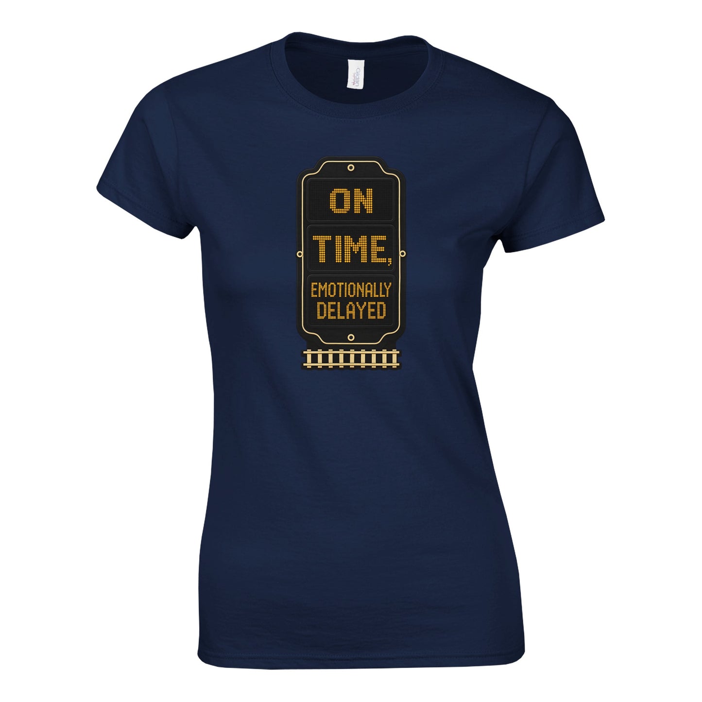 On Time, Emotionally Delayed Rail Graphic Women's T-shirt — product view 8