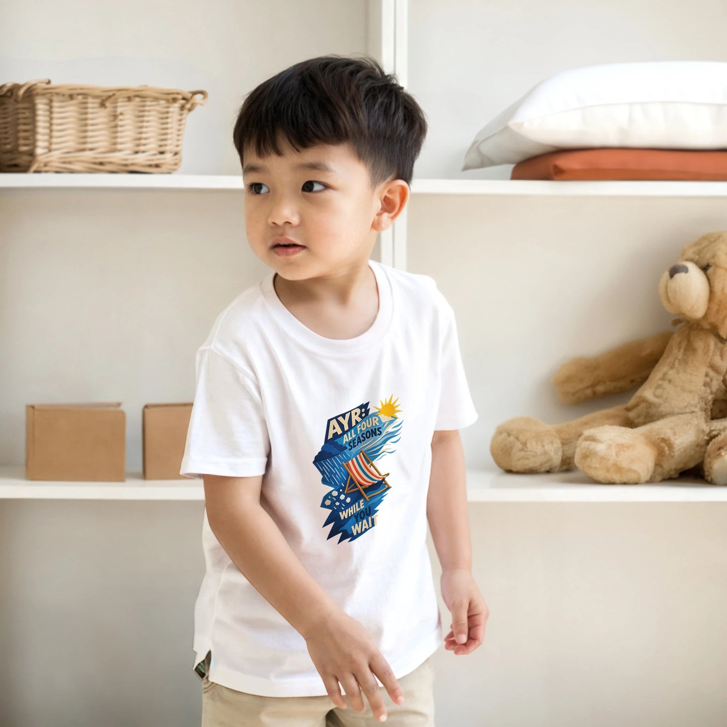 Ayr: All Four Seasons While You Wait Kids' T-shirt — product view 17