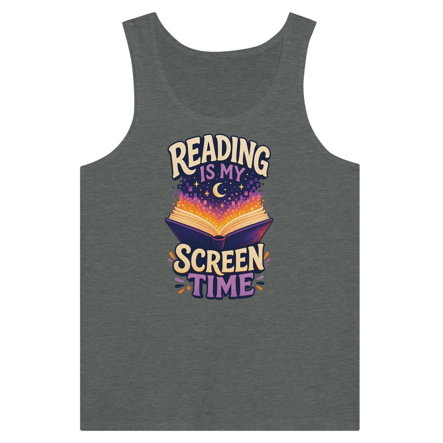 Reading Is My Screen Time Book Graphic Premium Unisex Tank Top — product view 4