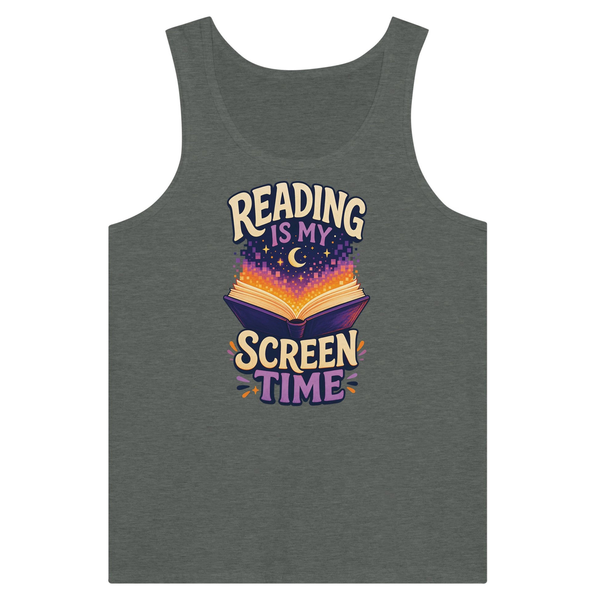 Reading Is My Screen Time Book Graphic Premium Unisex Tank Top — product view 4