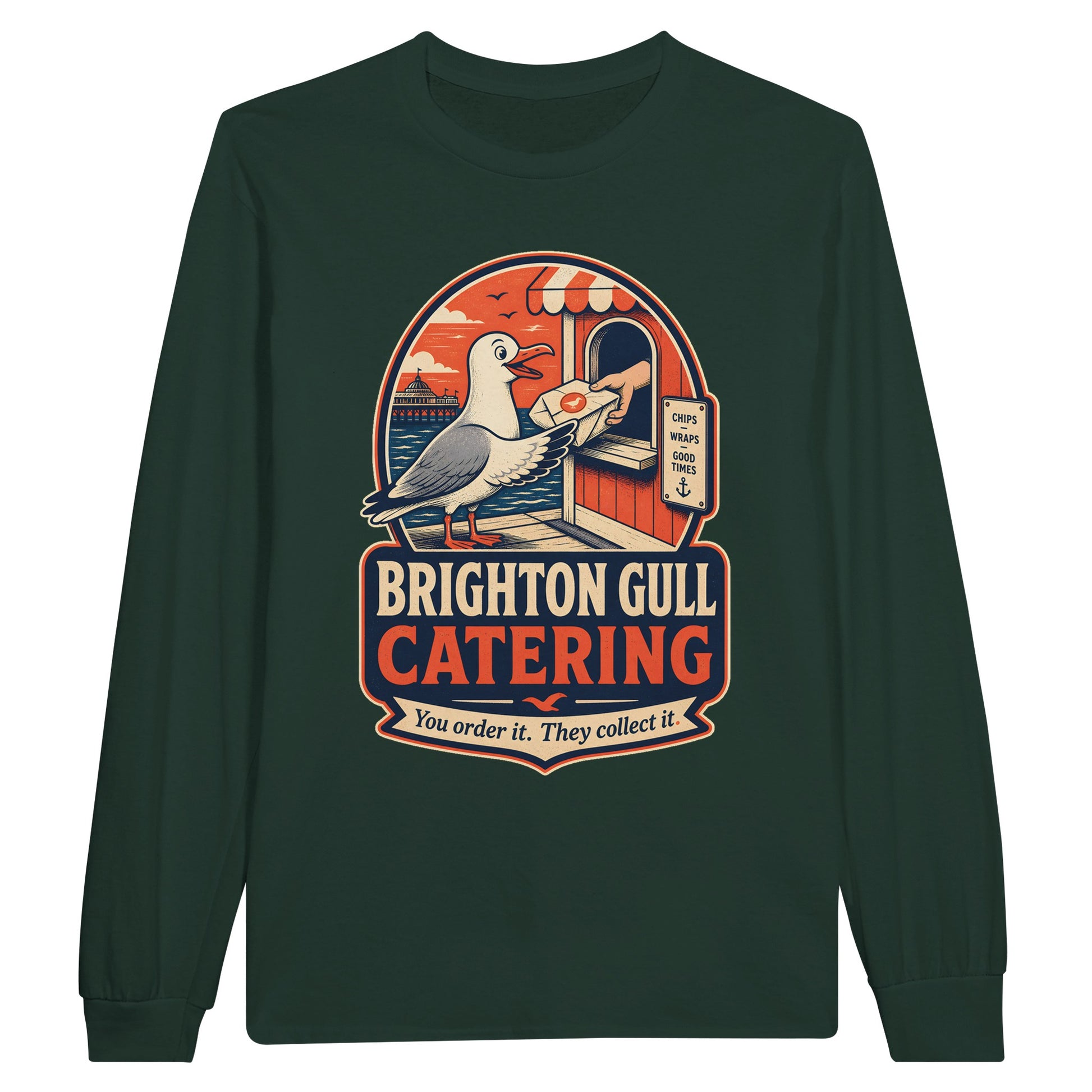 Brighton Gull Catering — Illustrated Long-Sleeve T-shirt — product view 5