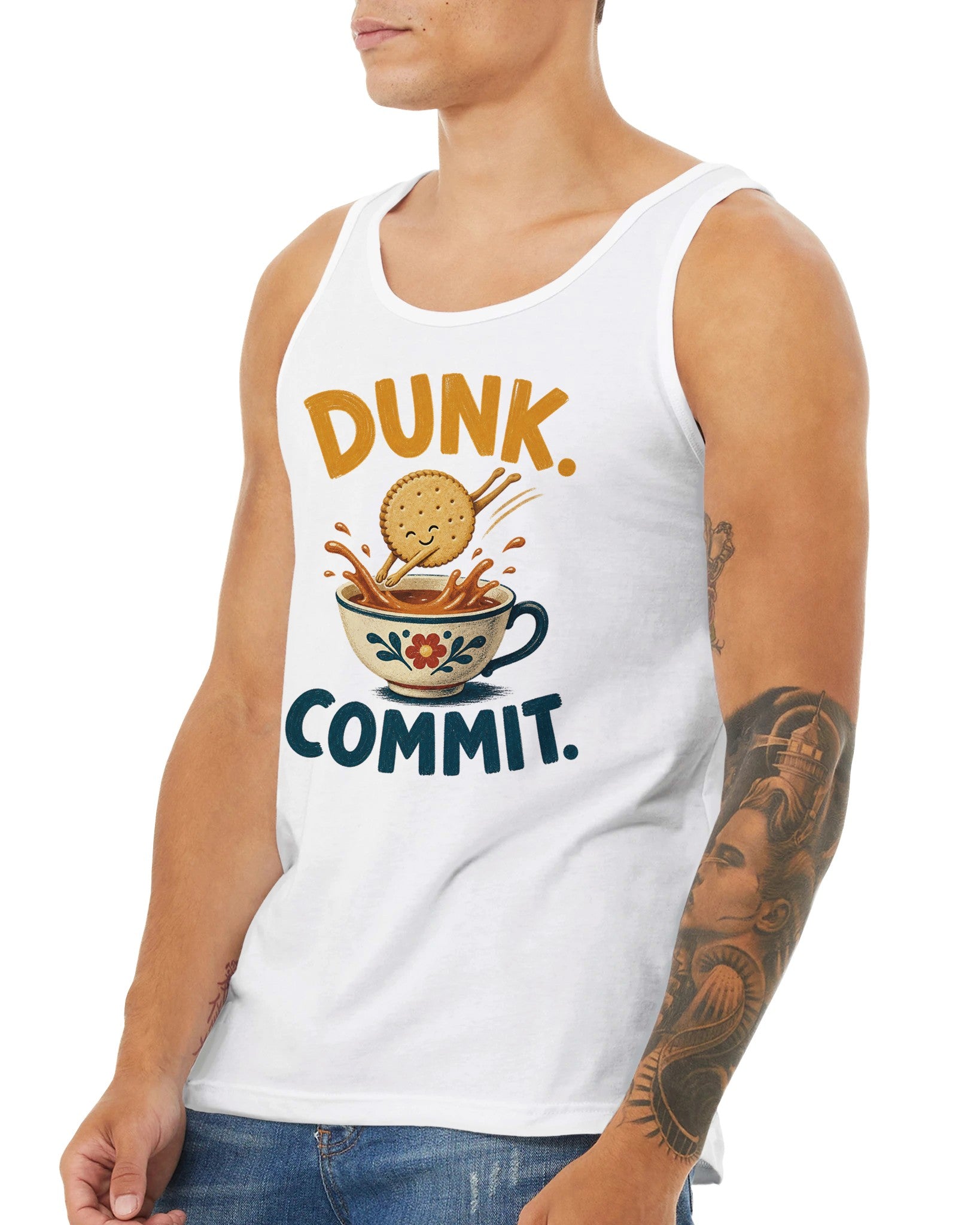 Dunk. Commit. Tea Biscuit Graphic Premium Unisex Tank Top — product view 16