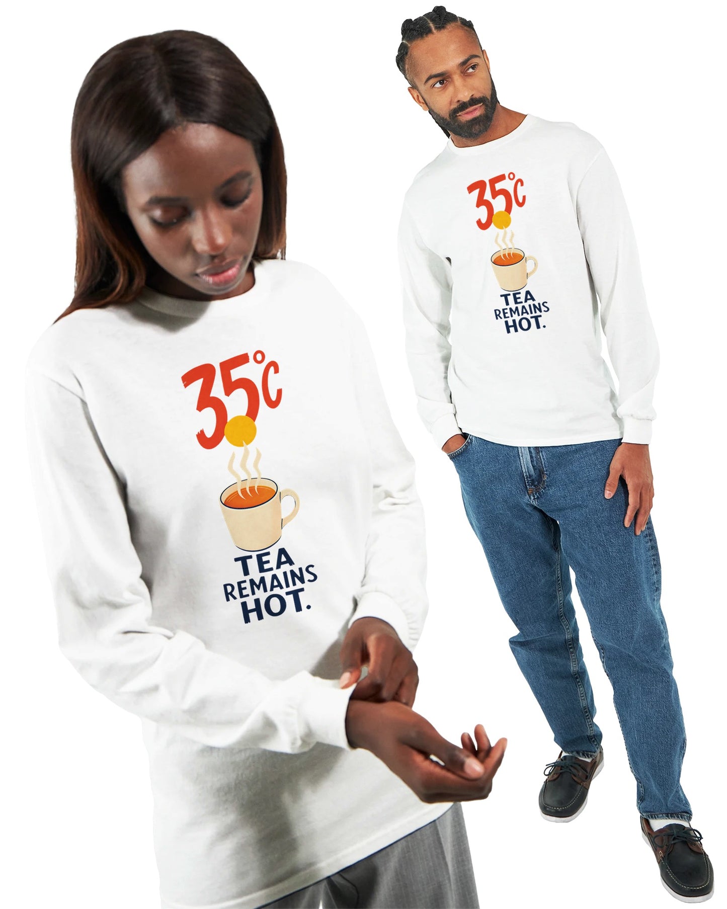 35°C — Tea Remains Hot Long-Sleeve T-shirt — product view 14