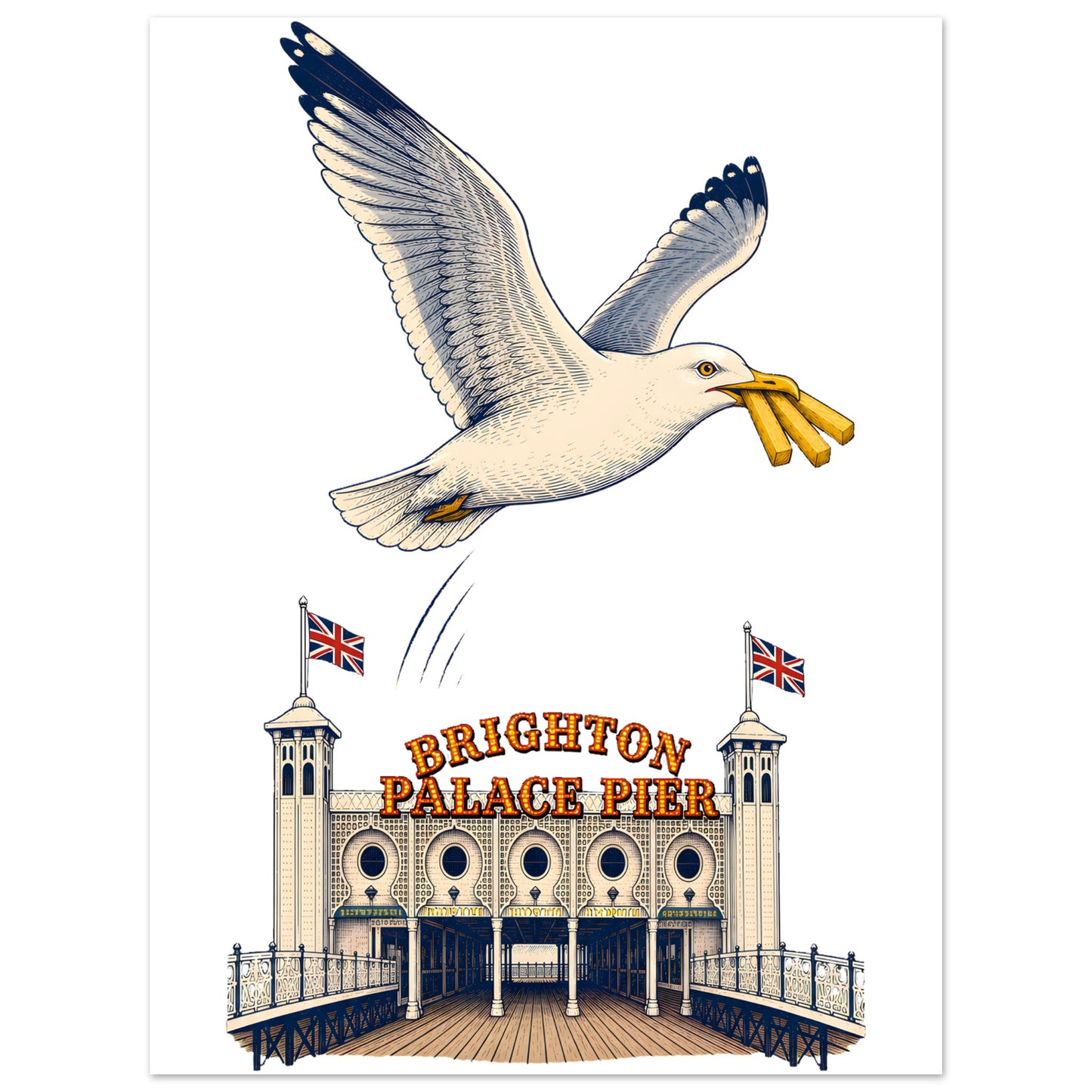 Brighton Palace Pier Chip Heist Aluminium Print — product view 1