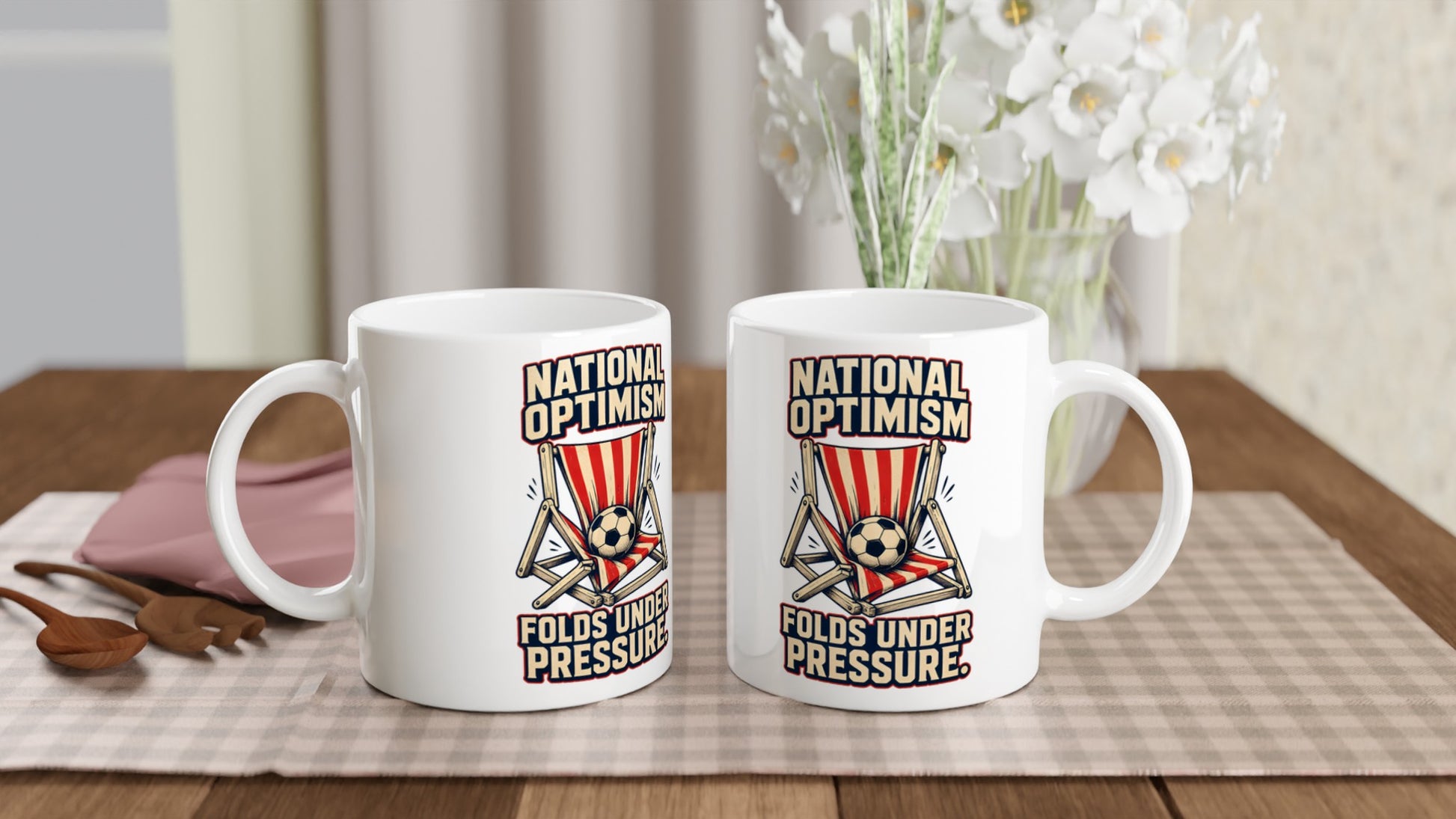 National Optimism Folds Under Pressure Football Mug — product view 4