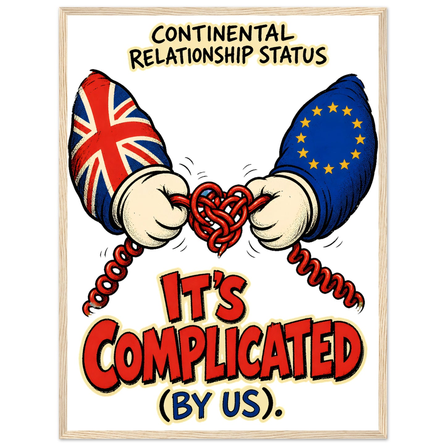 It's Complicated (By Us) UK–EU 1990s Cartoon Framed Wall Art — product view 9