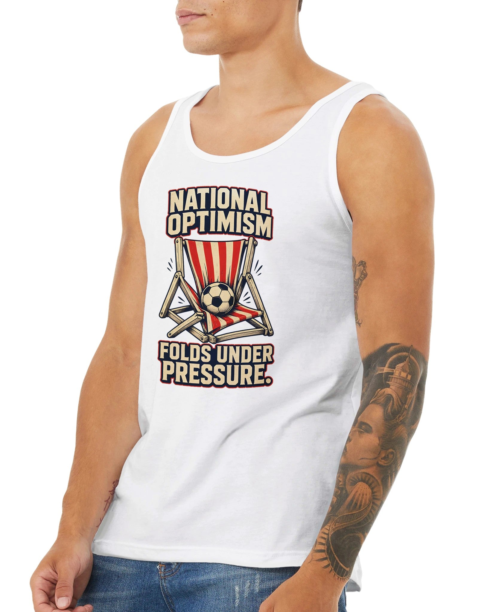 National Optimism Folds Under Pressure Football Premium Unisex Tank Top — product view 16