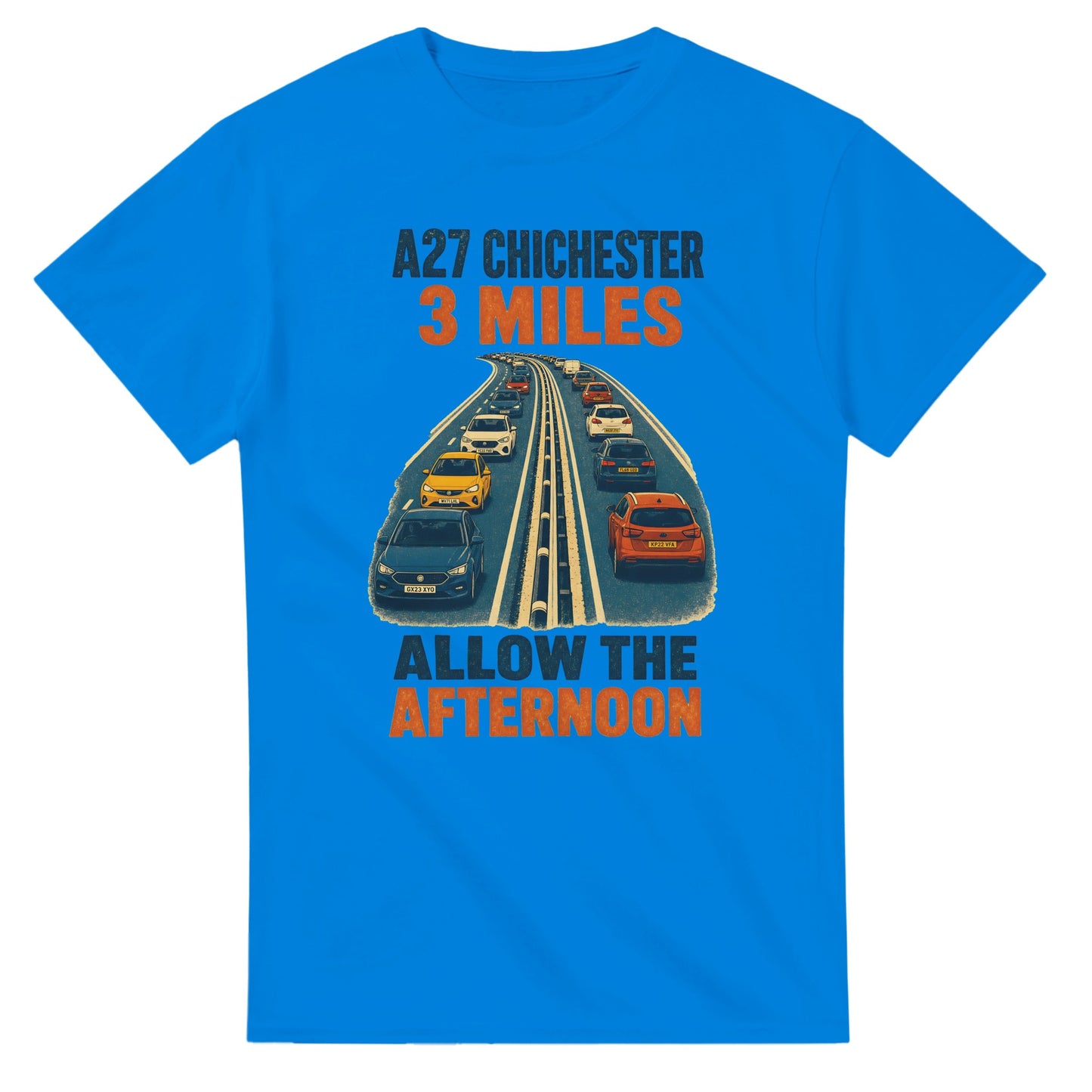 A27 Chichester – 3 Miles, Allow the Afternoon T-shirt — product view 2