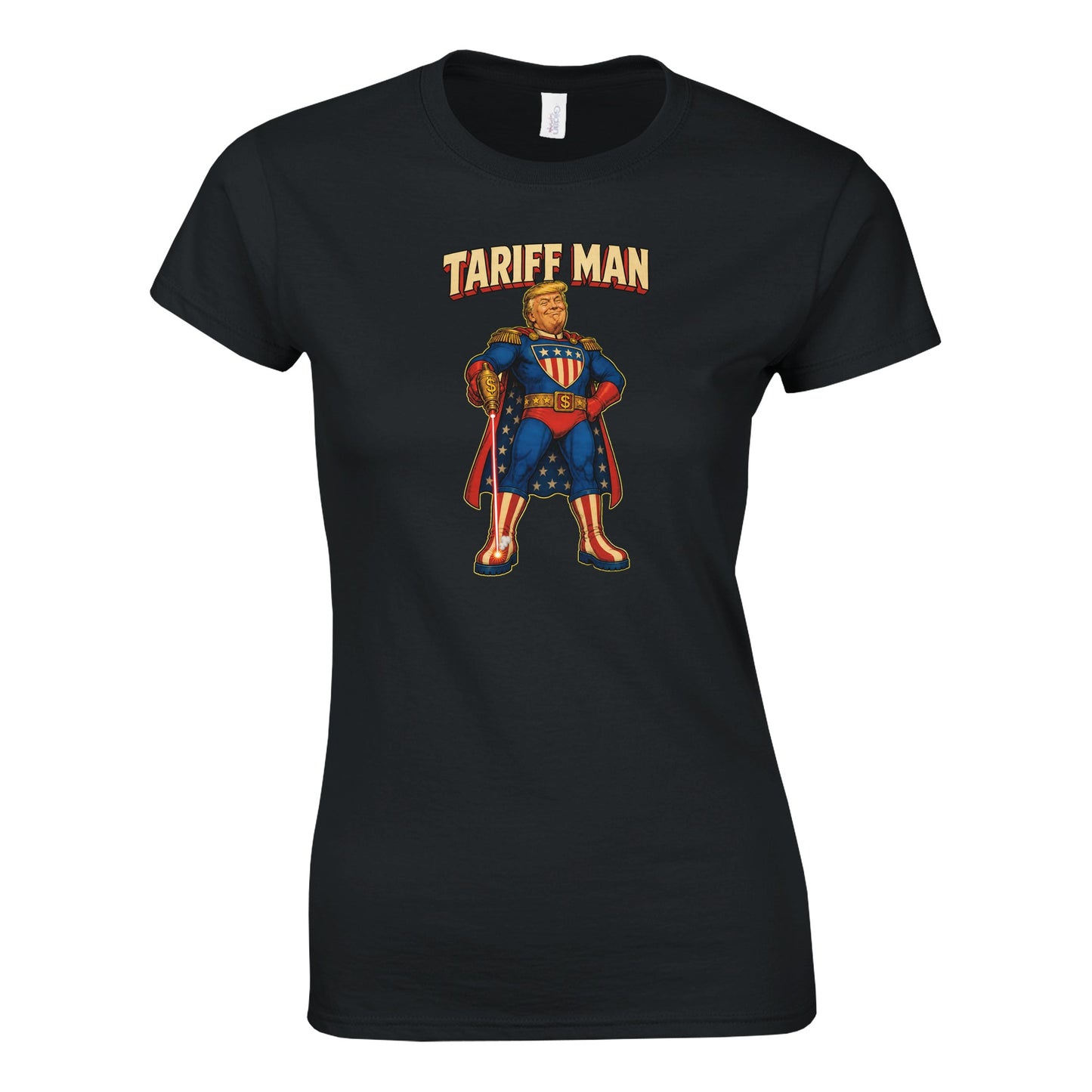 Tariff Man – Self-Shot Satire Women's T-shirt — product view 6