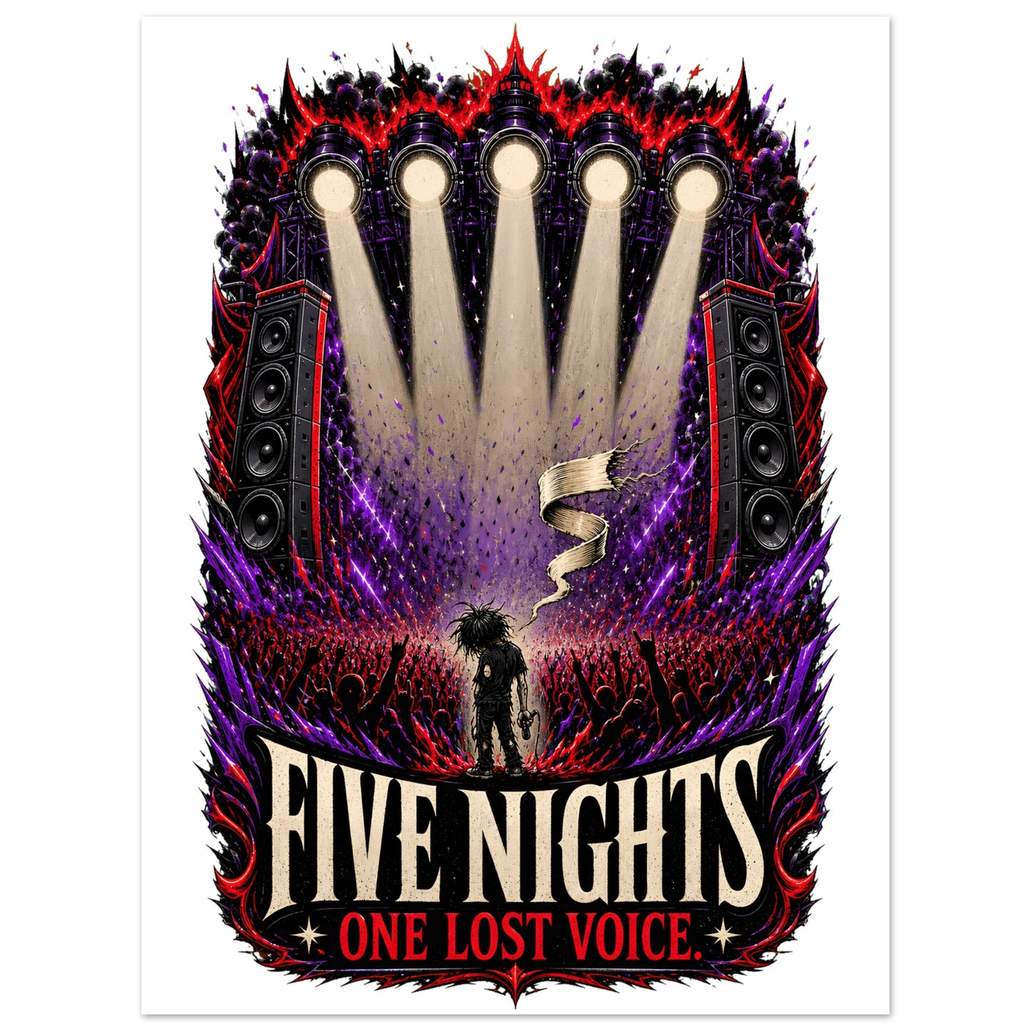 Five Nights, One Lost Voice Aluminium Print — product view 1