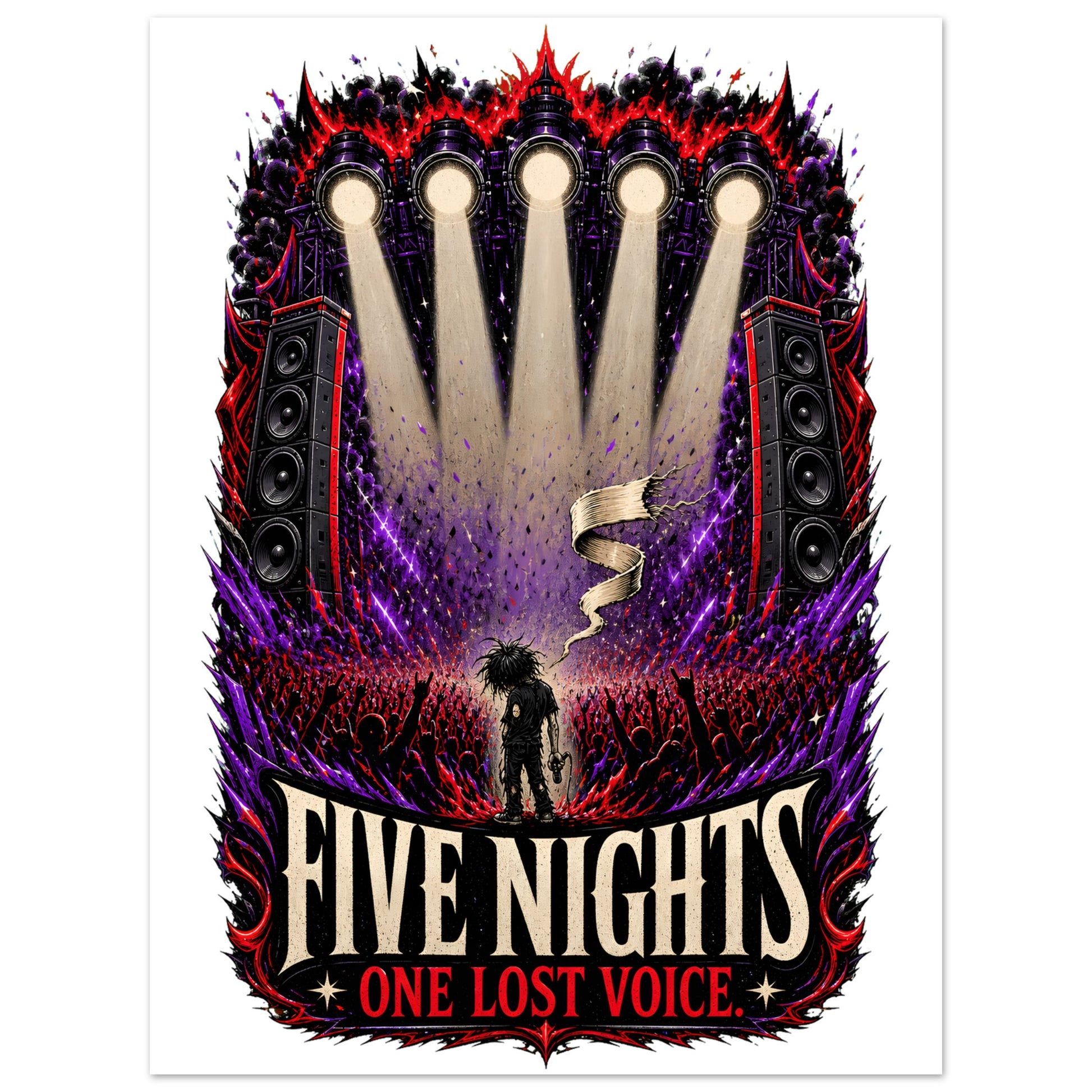 Five Nights, One Lost Voice Aluminium Print — product view 1