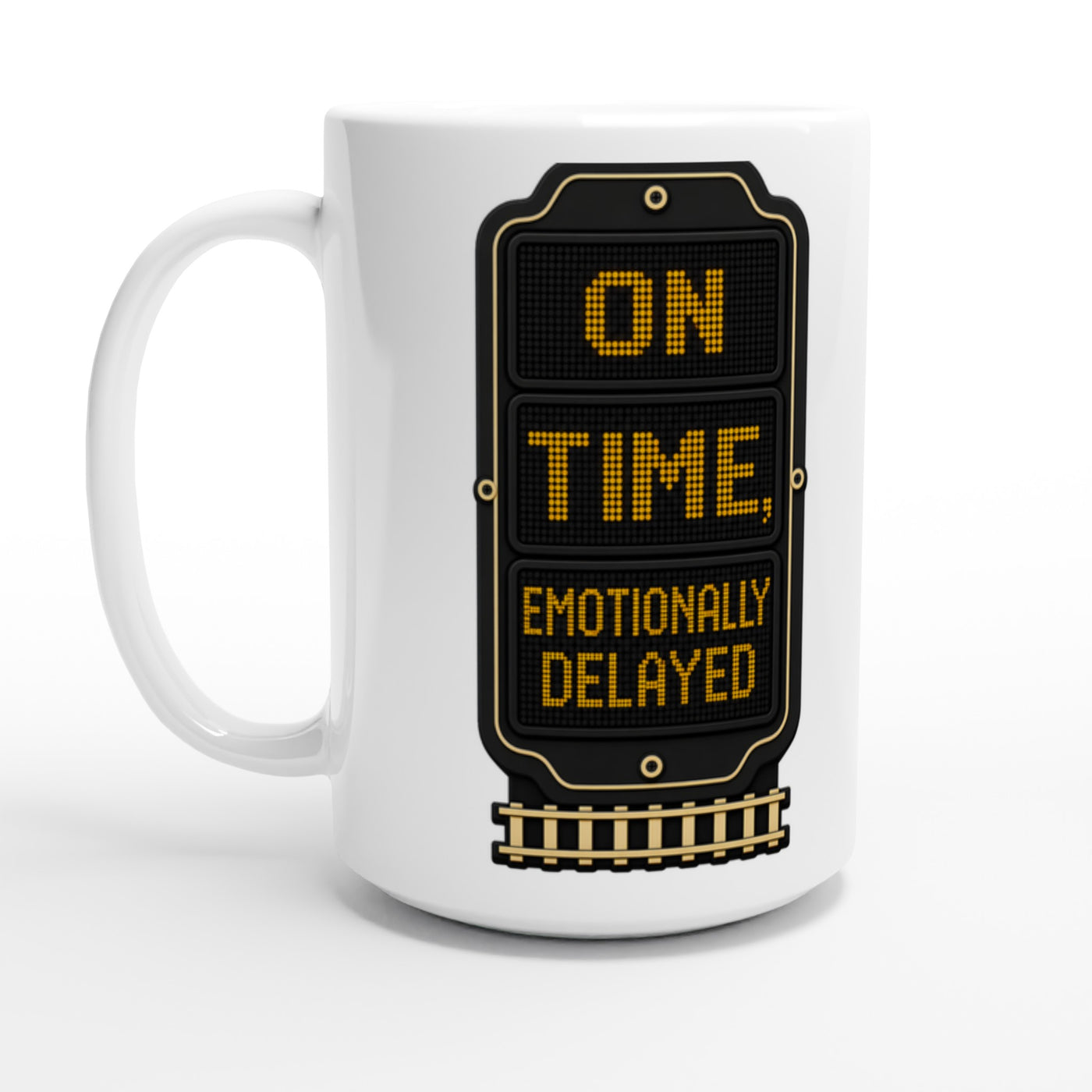 On Time, Emotionally Delayed Rail Graphic Large Mug