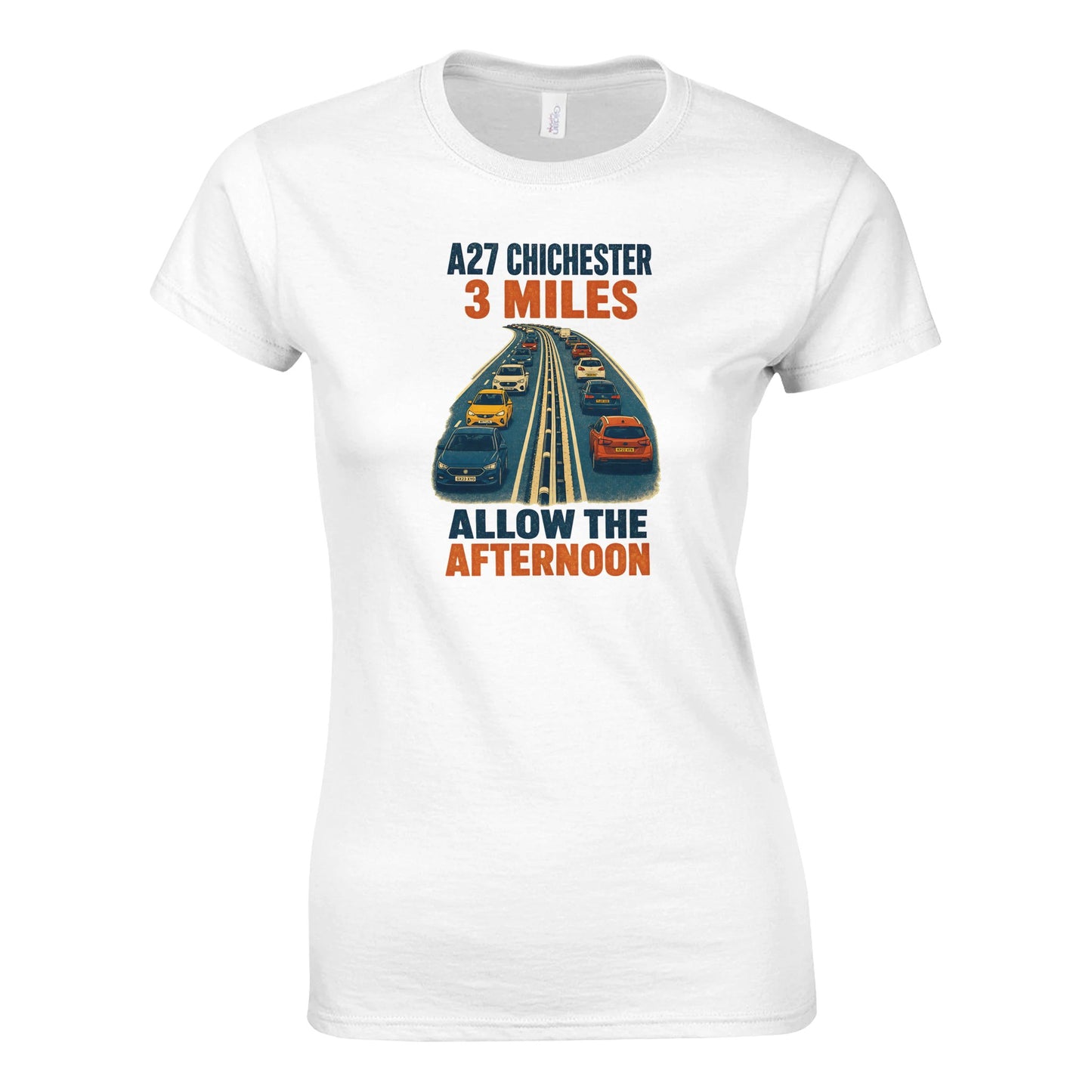 A27 Chichester – 3 Miles, Allow the Afternoon Women's T-shirt — product view 1