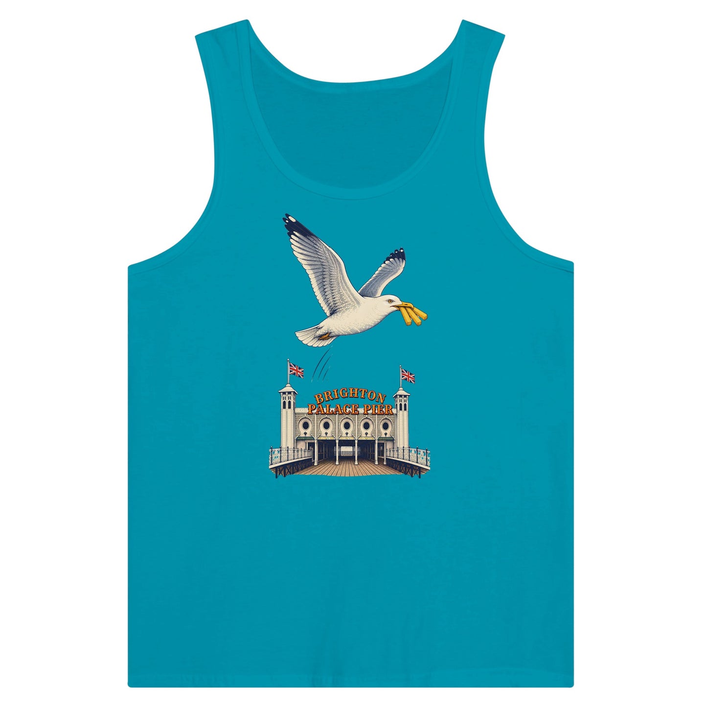 Brighton Palace Pier Chip Heist Premium Unisex Tank Top — product view 2