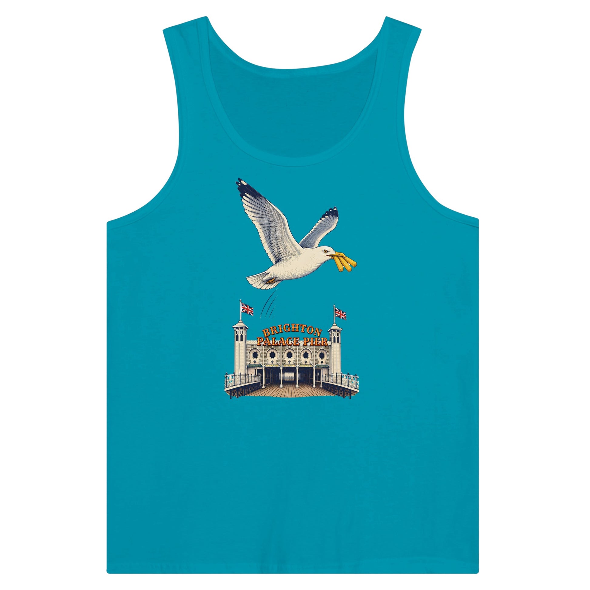Brighton Palace Pier Chip Heist Premium Unisex Tank Top — product view 2