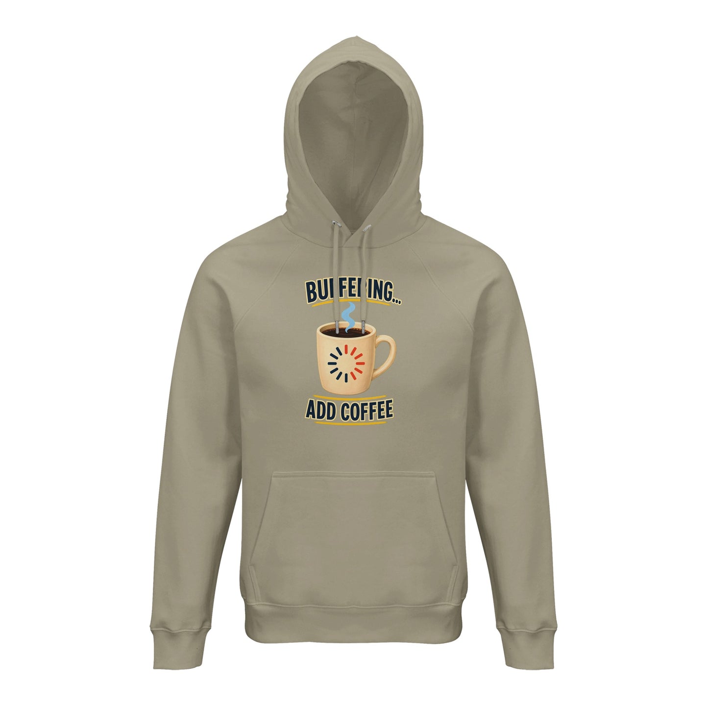 Buffering... Add Coffee — Outlined Loading Mug Graphic Hoodie — product view 3
