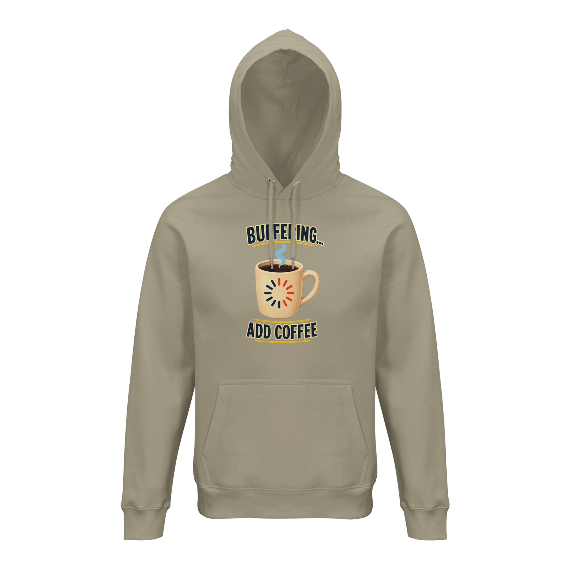 Buffering... Add Coffee — Outlined Loading Mug Graphic Hoodie — product view 3