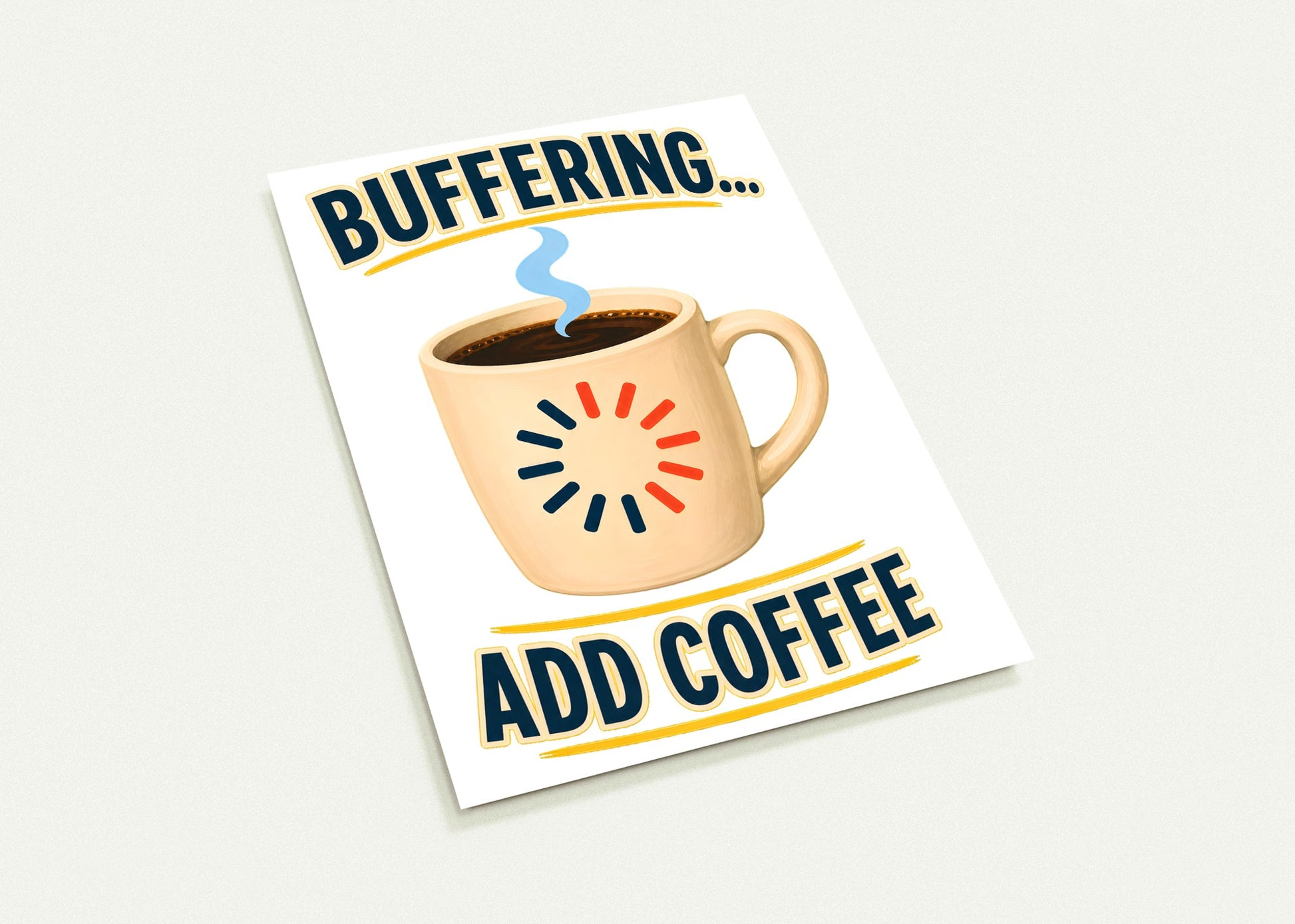Buffering... Add Coffee — Outlined Loading Mug Graphic Postcard Pack — product view 3