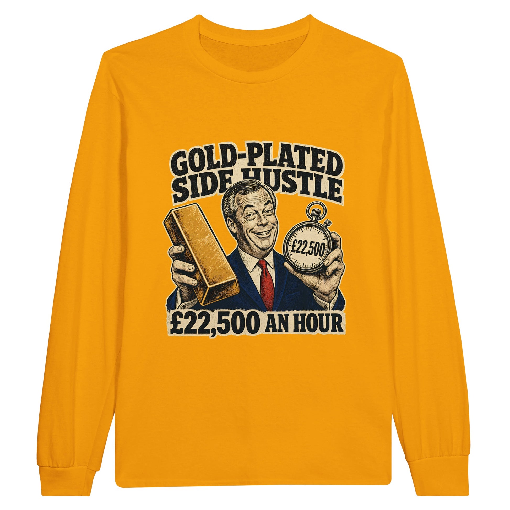 Gold-Plated Side Hustle £22,500 an Hour Long-Sleeve T-shirt — product view 4