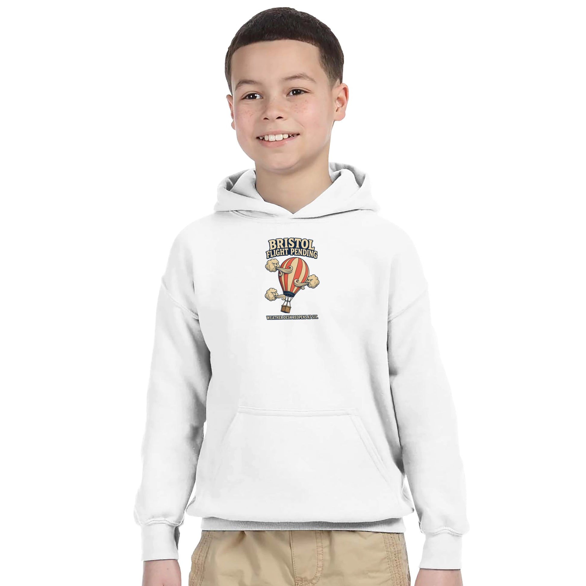 Bristol Flight Pending – Weather Desk Kids' Hoodie — product view 14