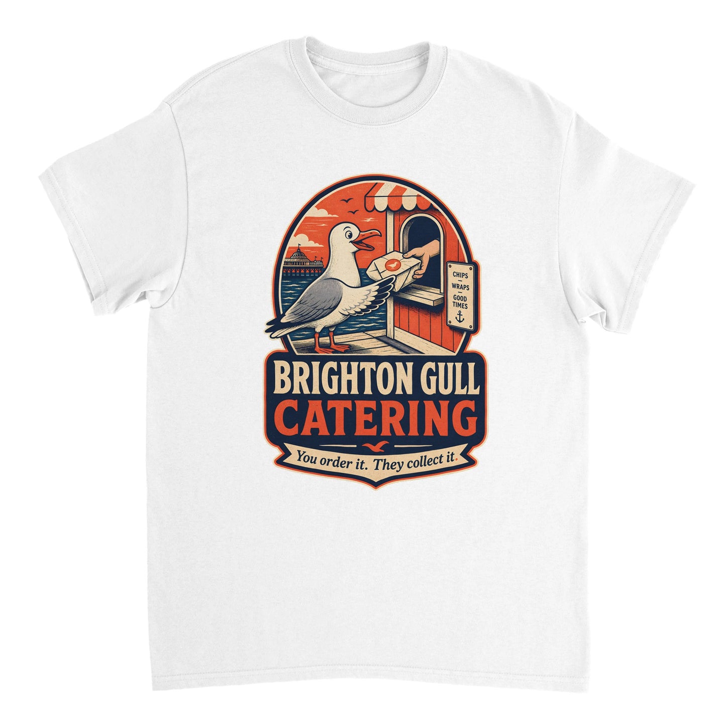Brighton Gull Catering T-shirt — Illustrated — product view 17