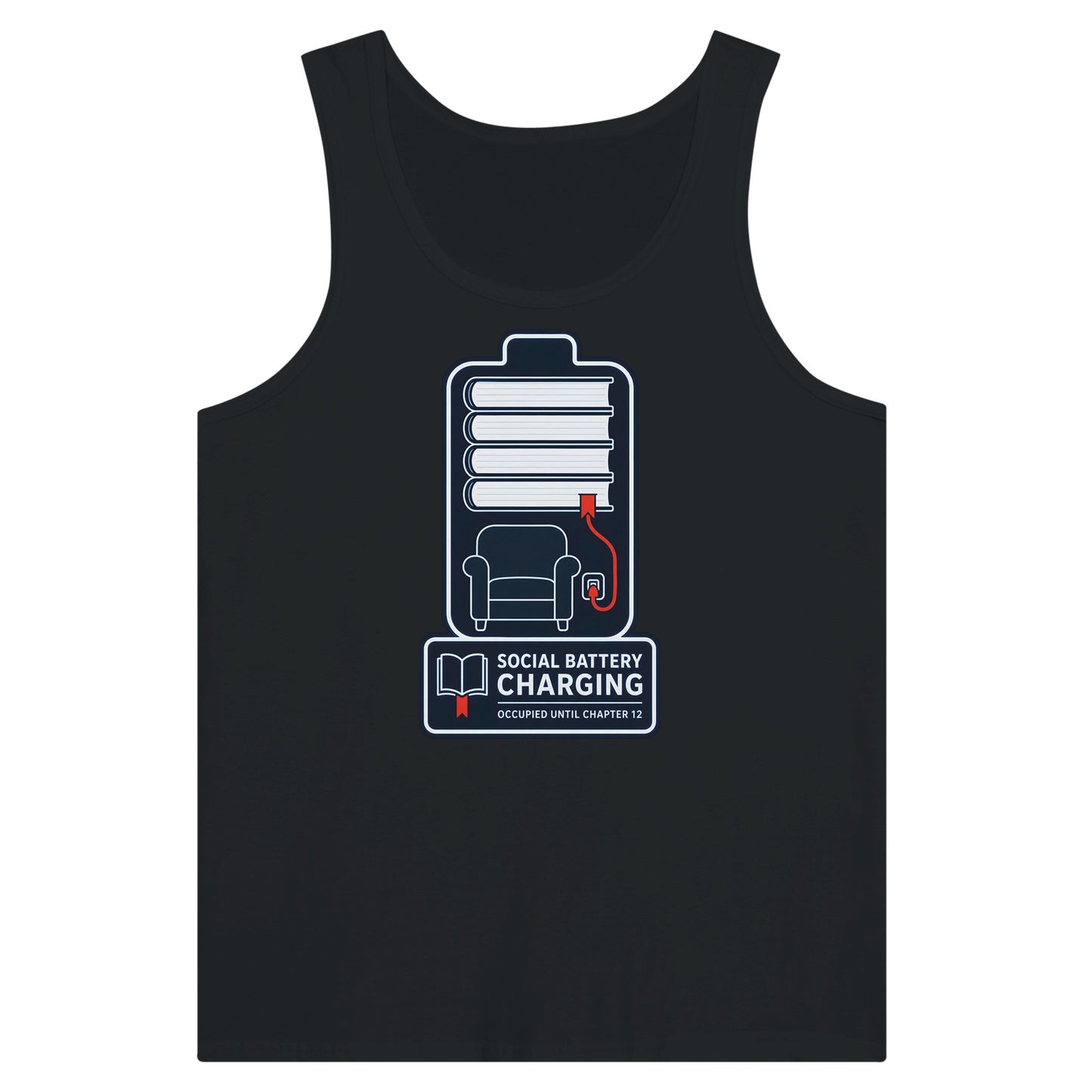 Social Battery Charging Premium Unisex Tank Top — product view 8