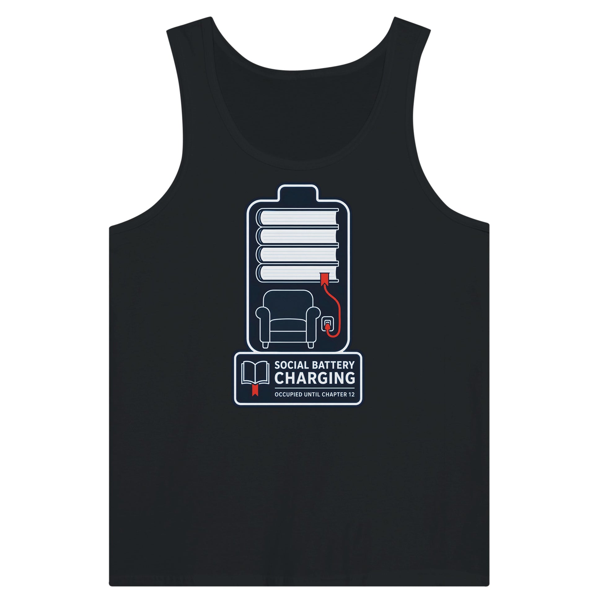 Social Battery Charging Premium Unisex Tank Top — product view 8
