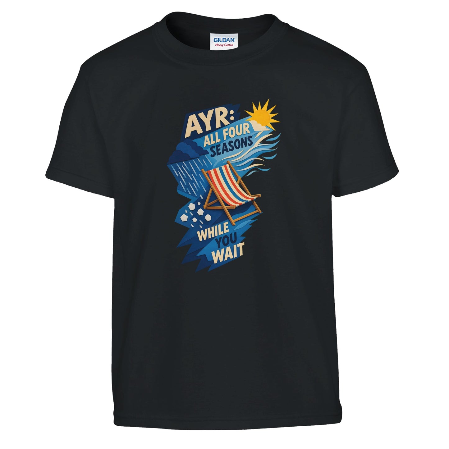 Ayr: All Four Seasons While You Wait Kids' T-shirt — product view 2