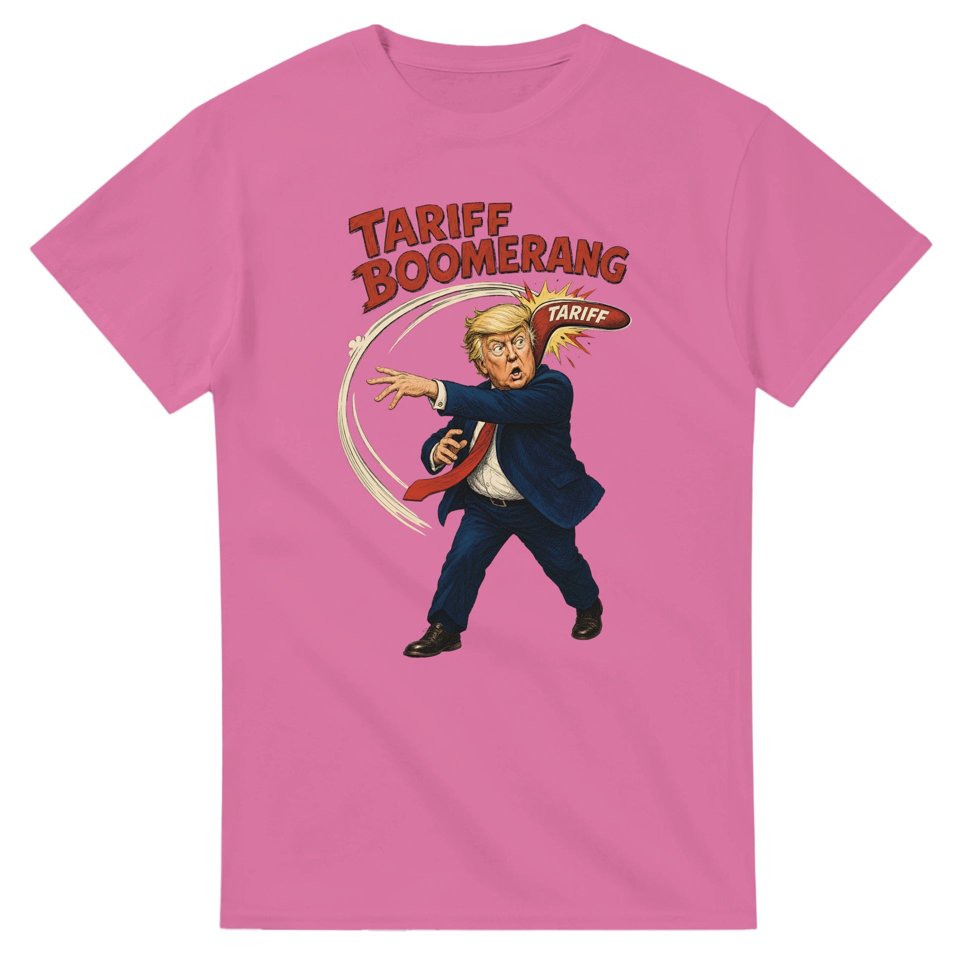 Tariff Boomerang – Trump Political Satire T-shirt — product view 4