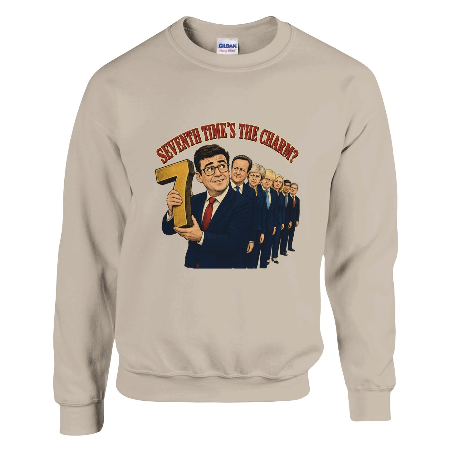 Seventh Time’s the Charm? UK Prime Minister Caricature Sweatshirt — product view 2
