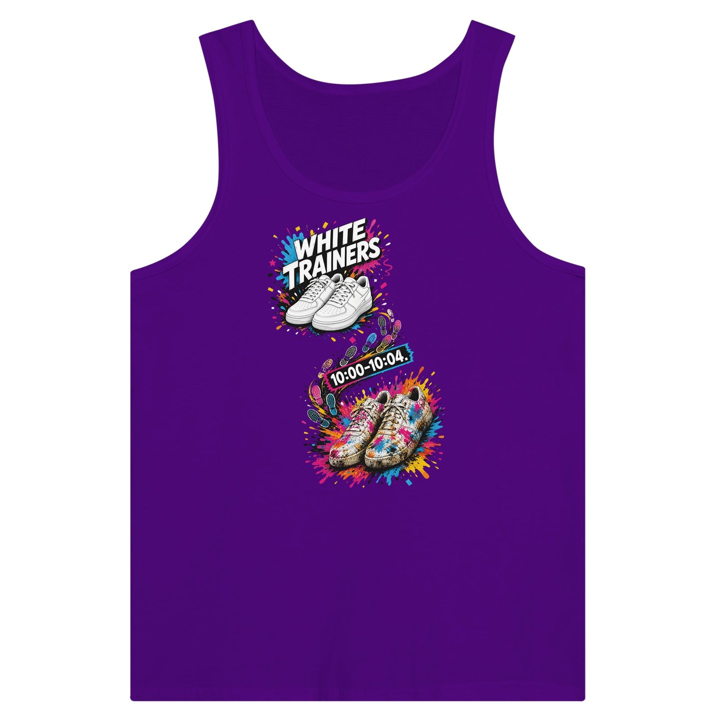 White Trainers: 10:00–10:04 Premium Unisex Tank Top — product view 6
