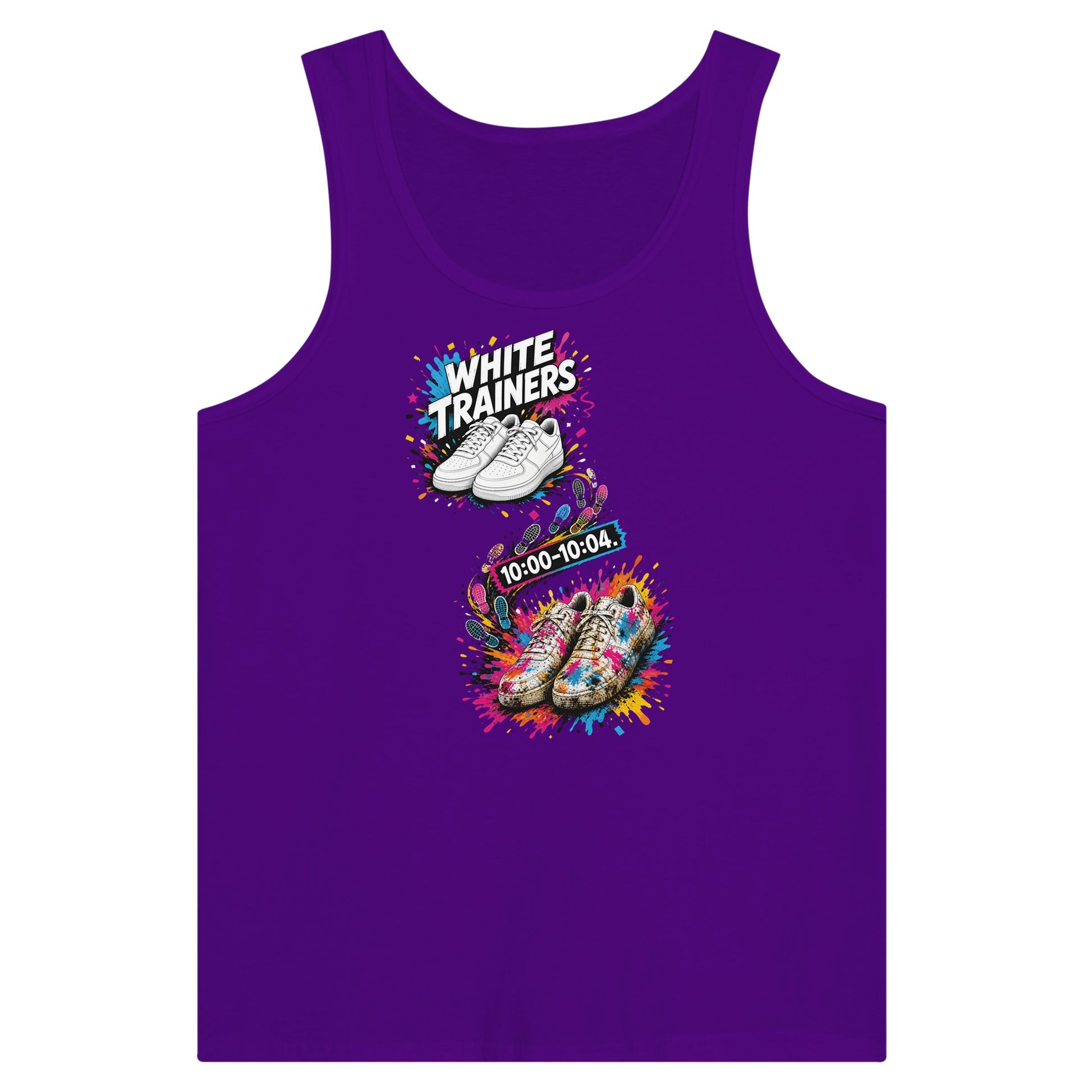 White Trainers: 10:00–10:04 Premium Unisex Tank Top — product view 6