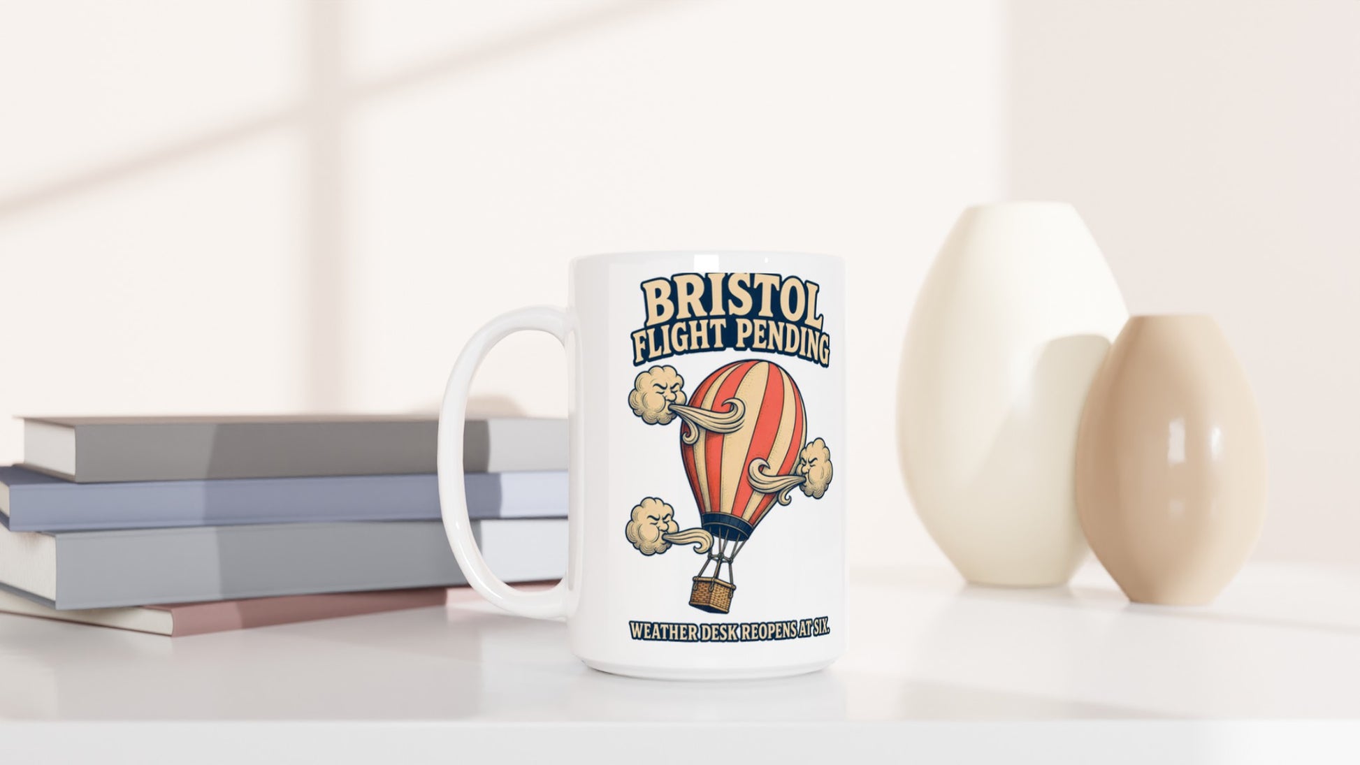 Bristol Flight Pending – Weather Desk Large Mug — product view 6