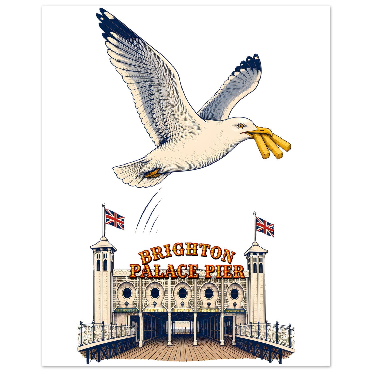 Brighton Palace Pier Chip Heist Aluminium Print — product view 2