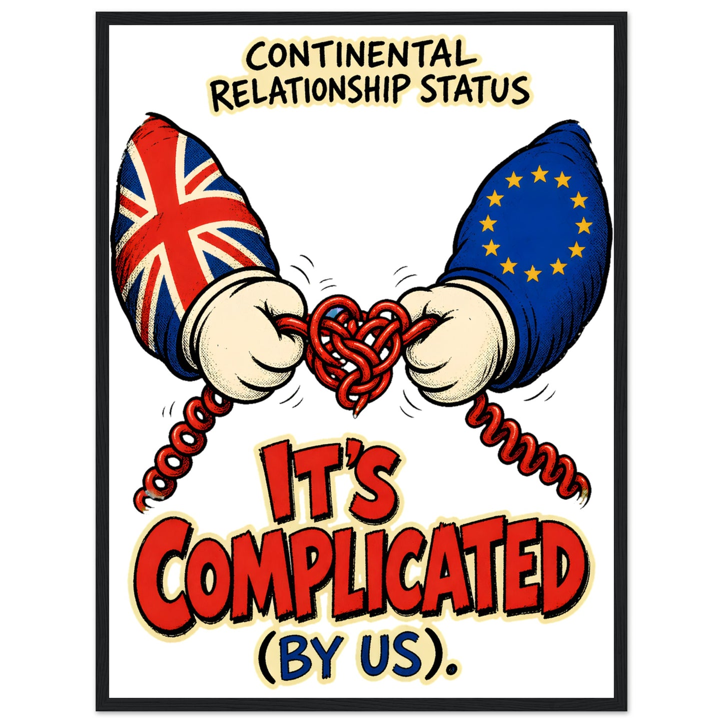 It's Complicated (By Us) UK–EU 1990s Cartoon Framed Wall Art — product view 4