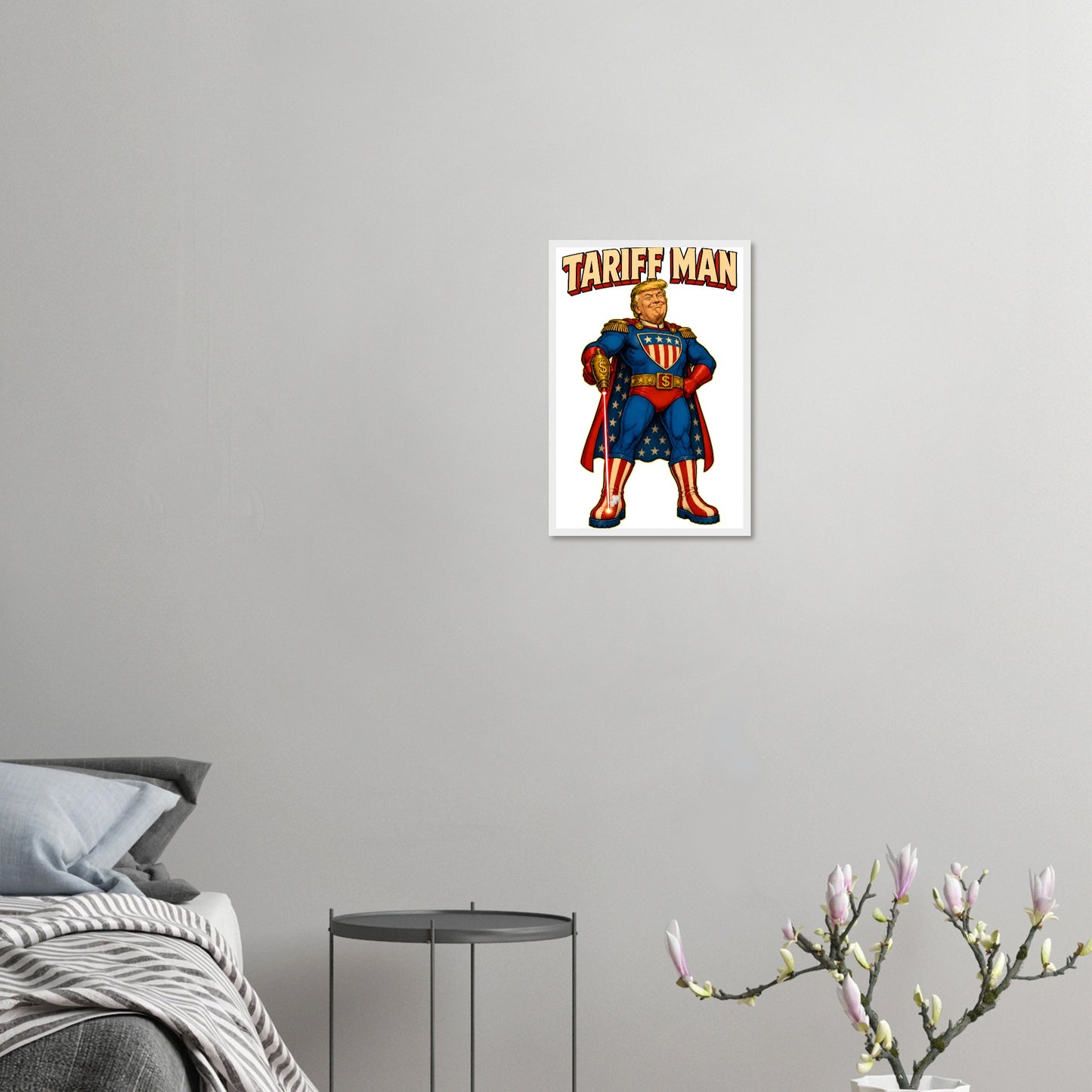 Tariff Man – Self-Shot Satire Framed Wall Art — product view 10