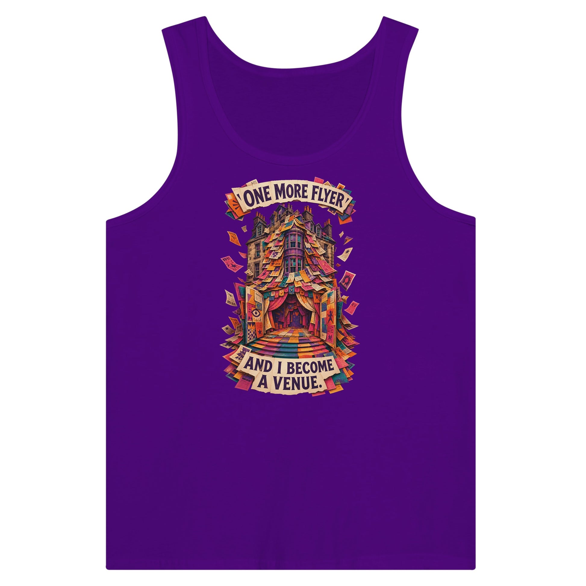 One More Flyer and I Become a Venue Premium Unisex Tank Top — product view 6