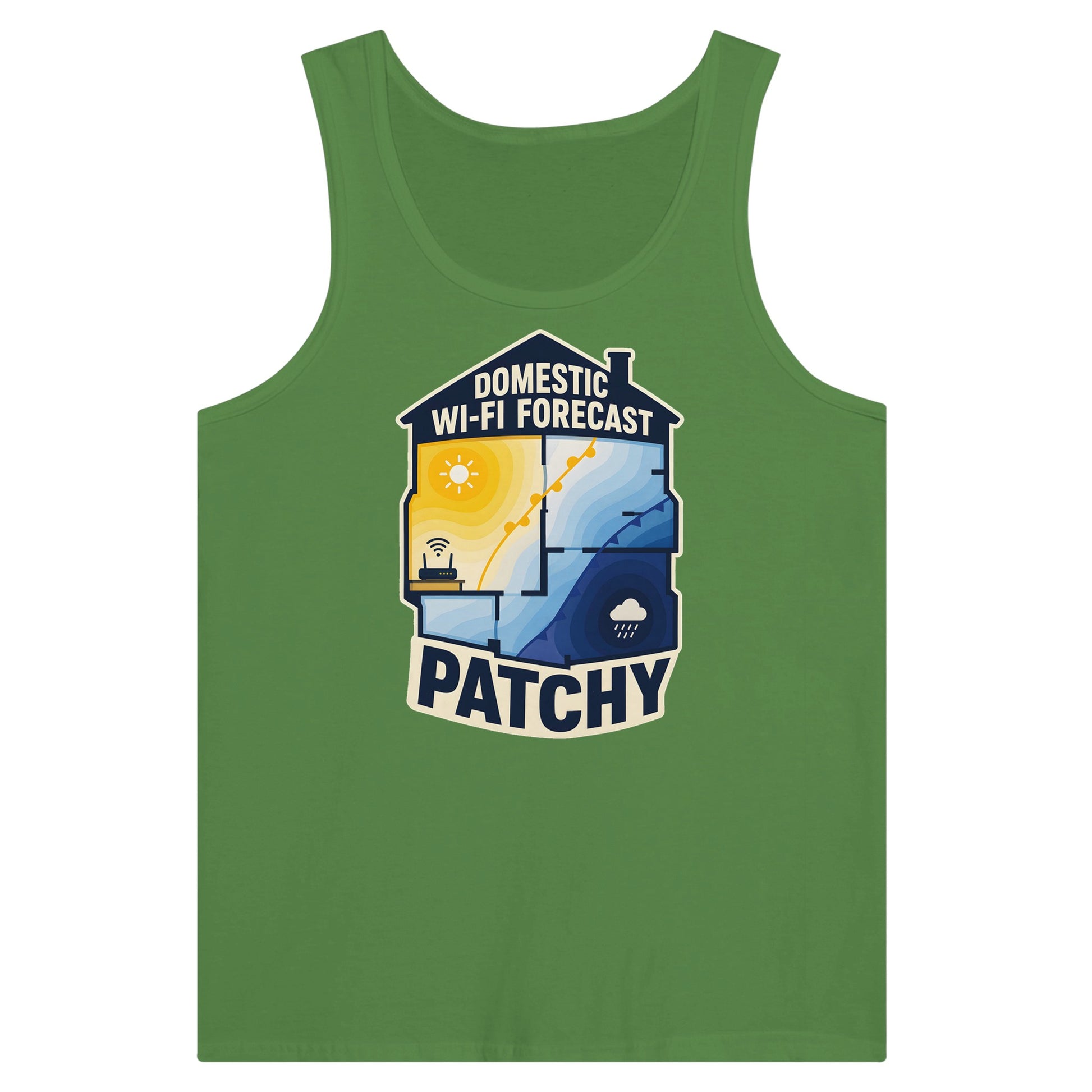 Domestic Wi-Fi Forecast Patchy Premium Unisex Tank Top — product view 13