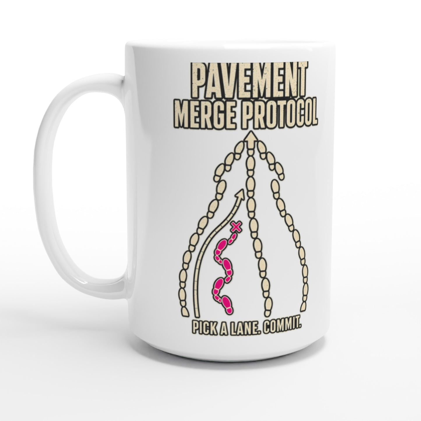 Pavement Merge Protocol — Pick a Lane Large Mug — product view 1