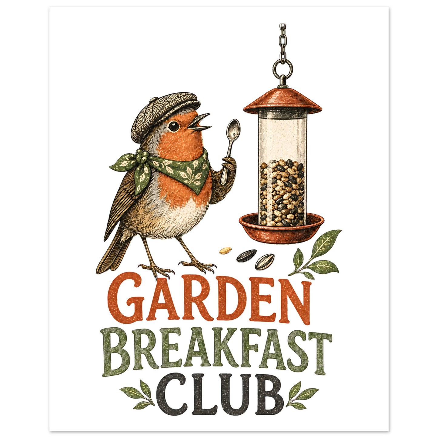 Garden Breakfast Club Robin Graphic Poster — product view 3