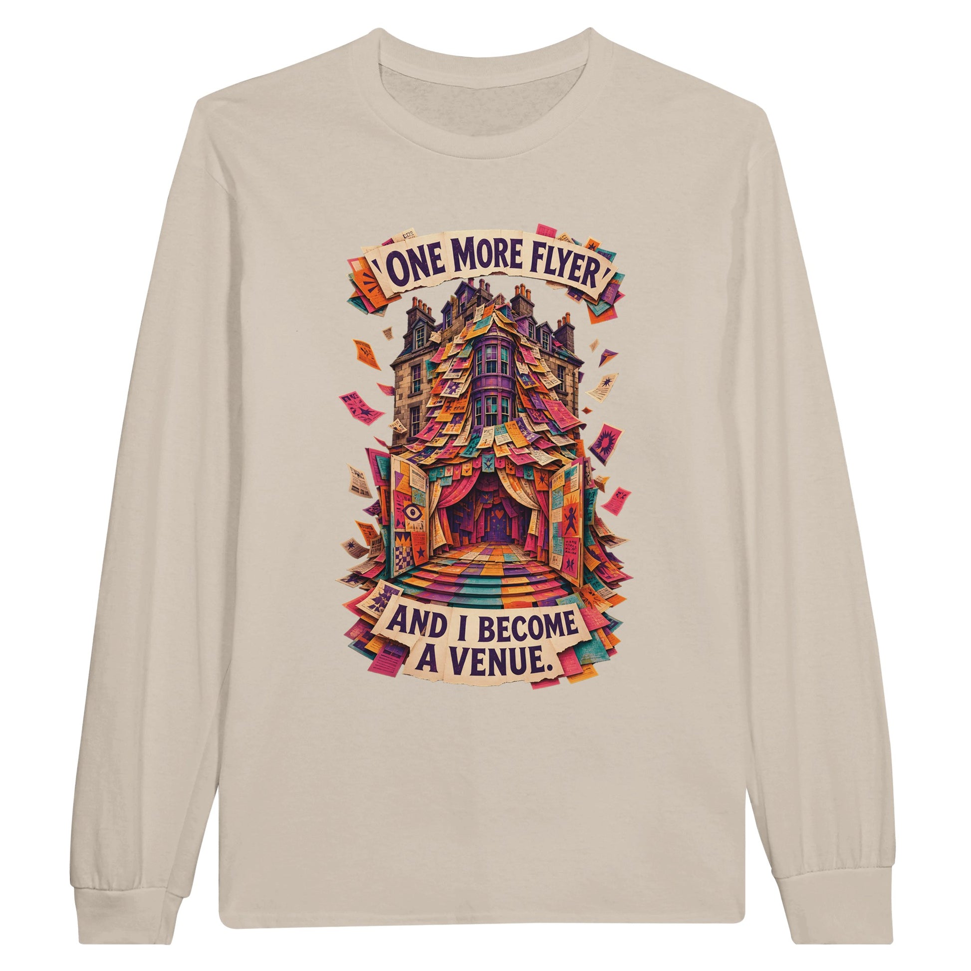 One More Flyer and I Become a Venue Long-Sleeve T-shirt — product view 3