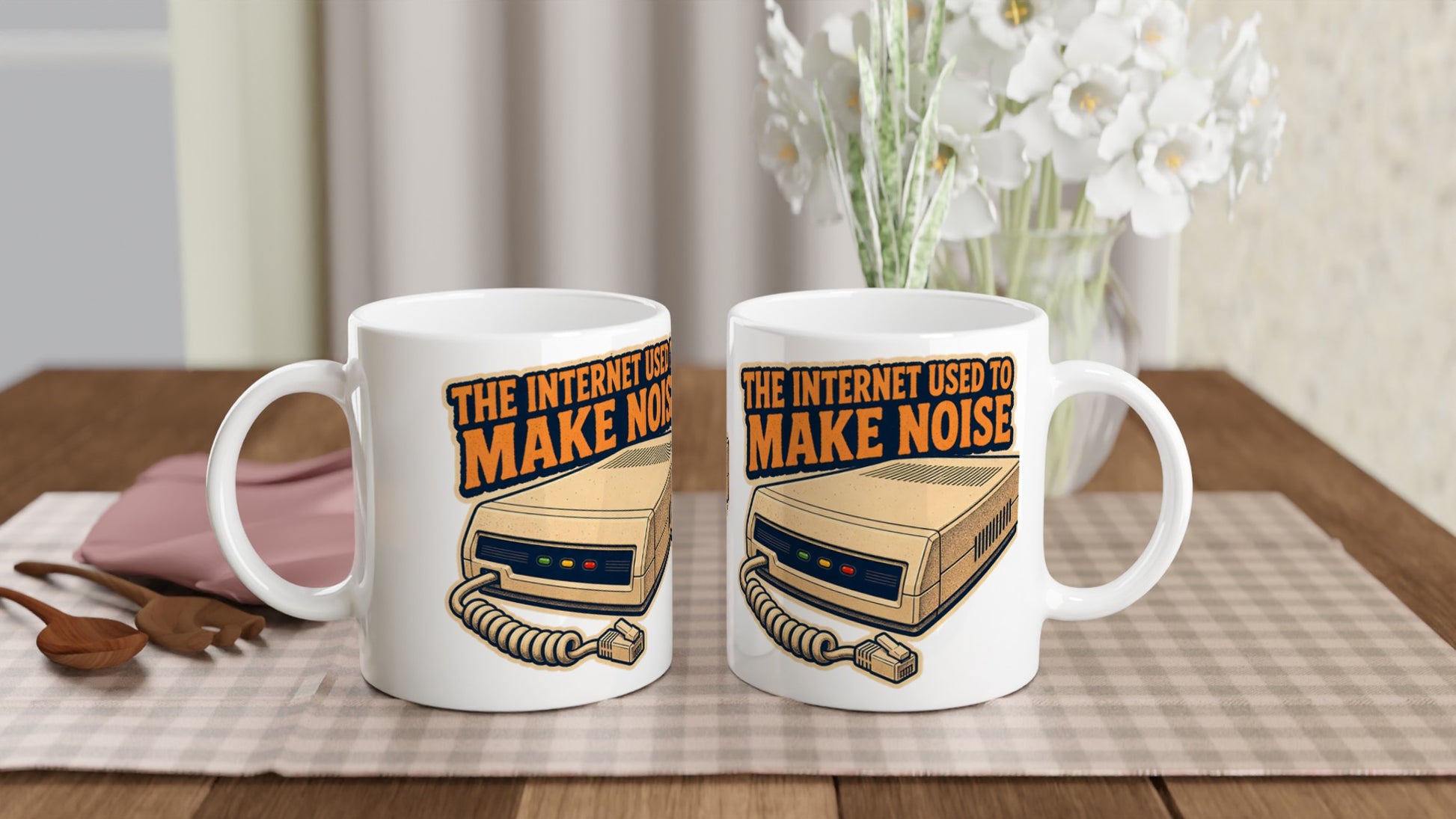 The Internet Used to Make Noise Retro Tech Graphic Mug — product view 4