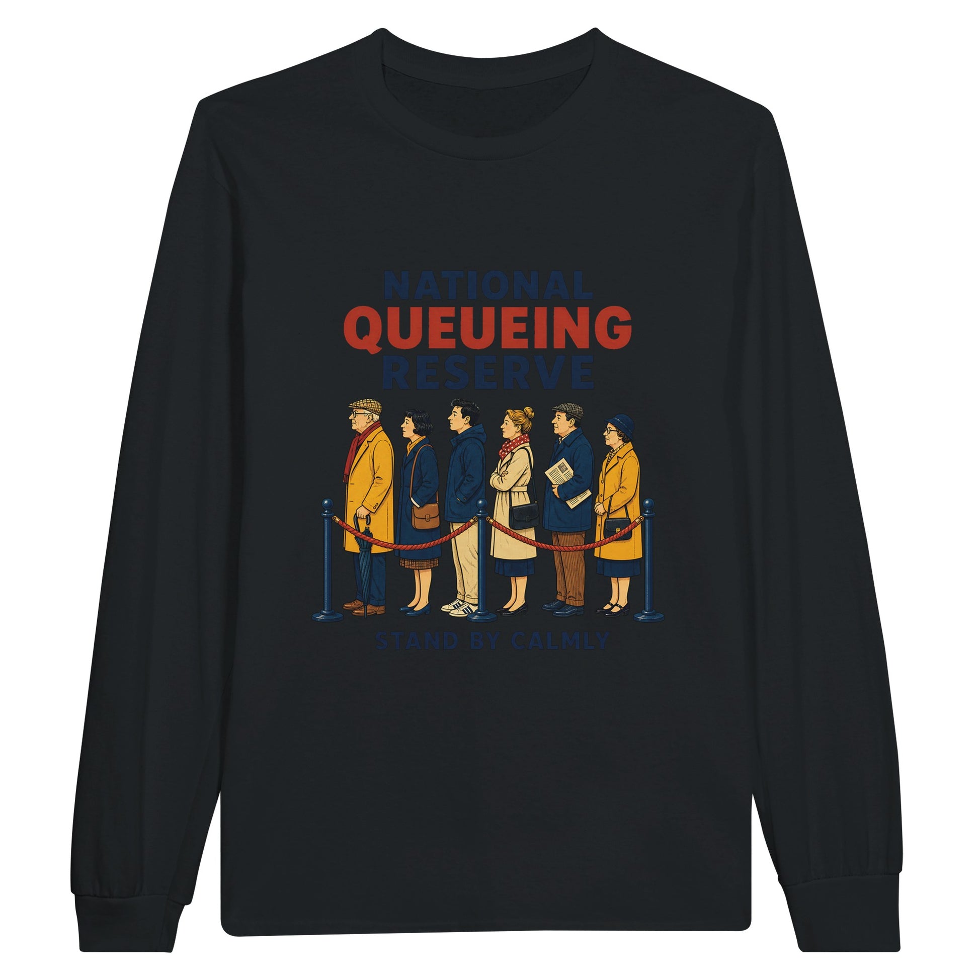 National Queueing Reserve – British Queue Graphic Long-Sleeve T-shirt — product view 7