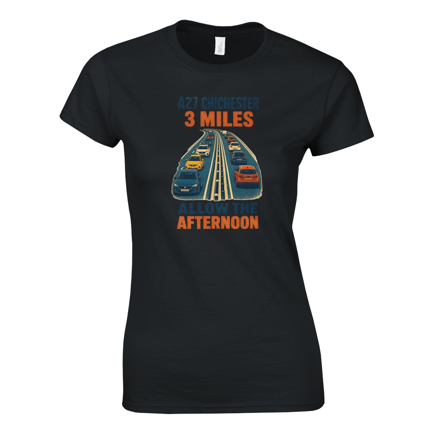 A27 Chichester – 3 Miles, Allow the Afternoon Women's T-shirt — product view 9